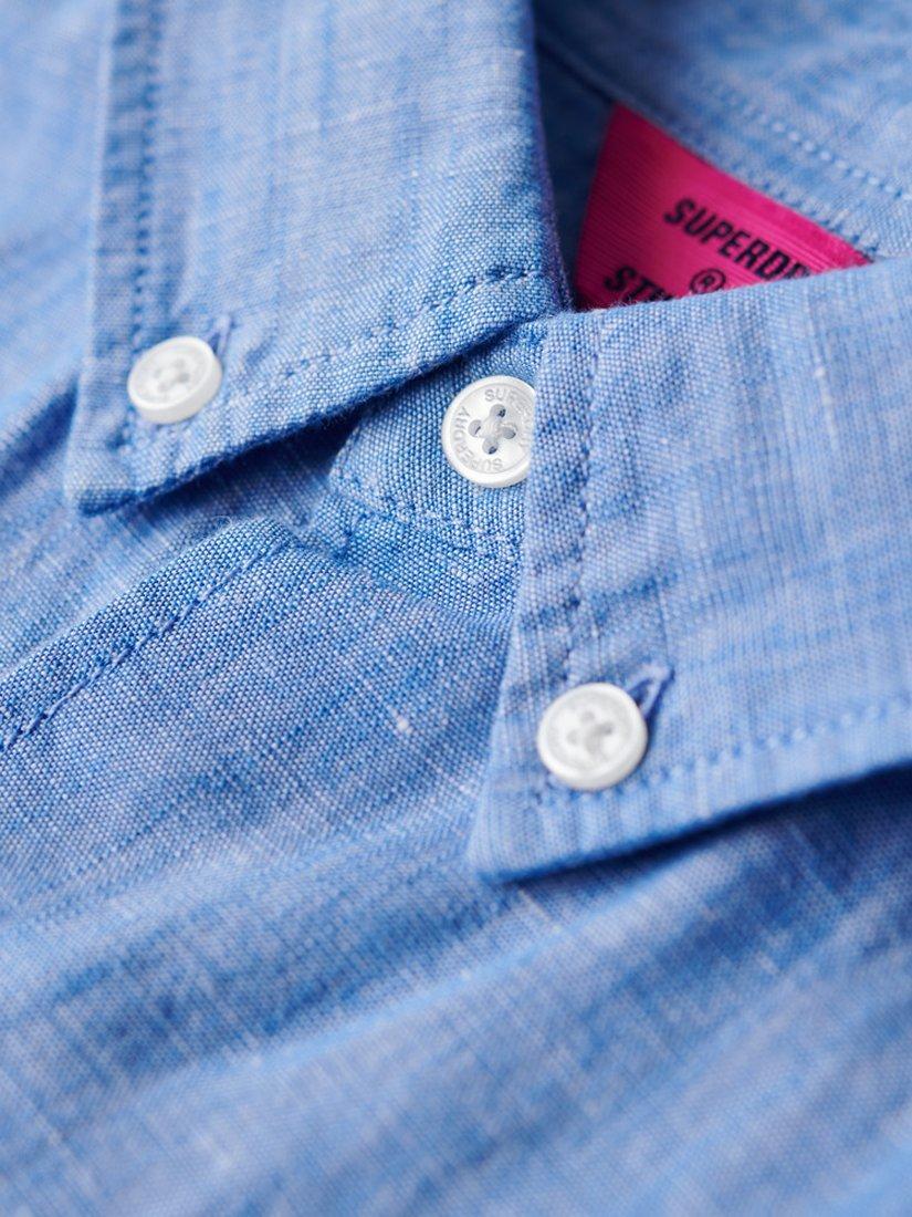 Product image 8 of 8, which shows Superdry Studios Linen and Organic Cotton Blend Shirt, Blue Bonnet, S