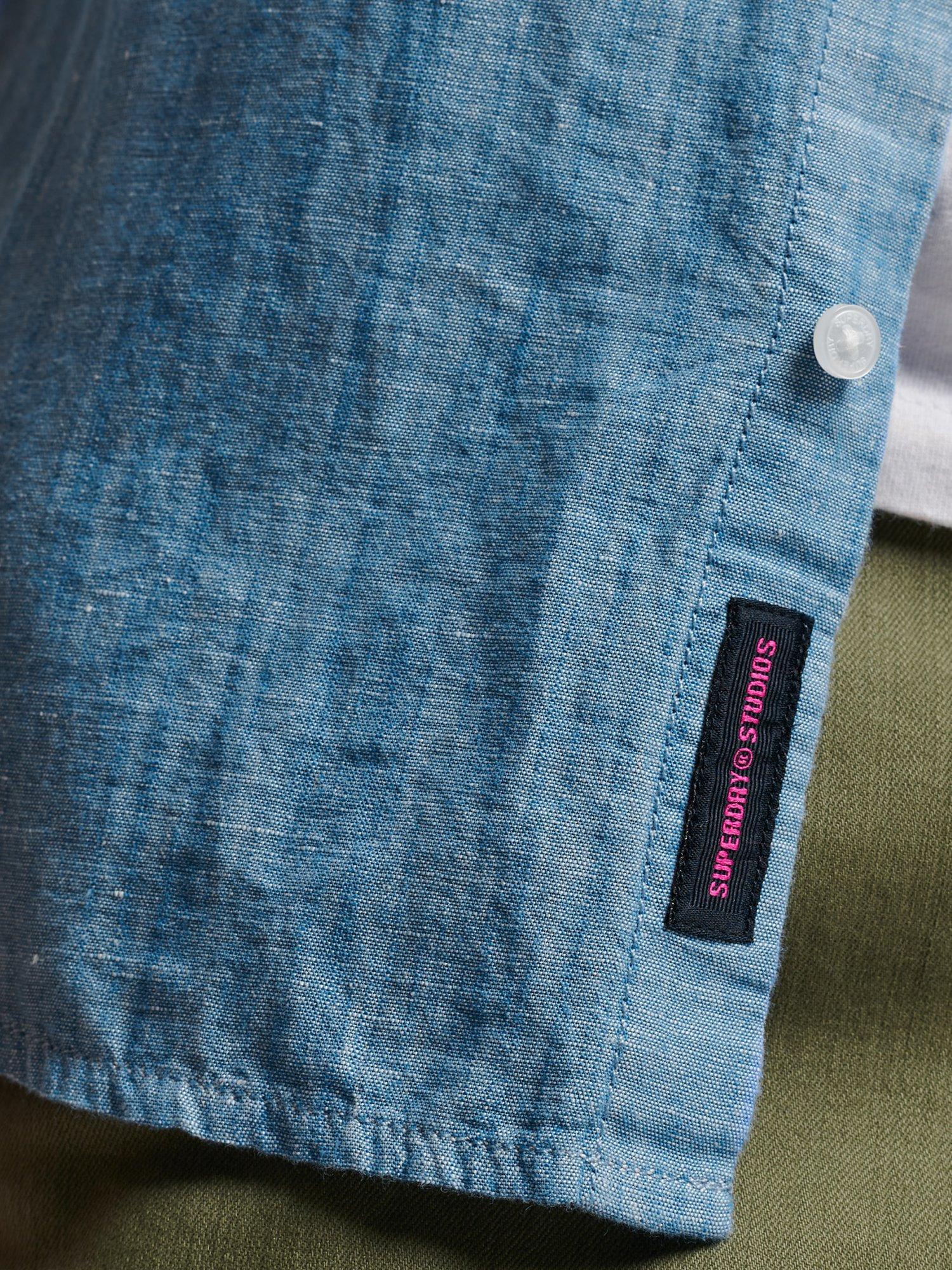 Product image 6 of 8, which shows Superdry Studios Linen and Organic Cotton Blend Shirt, Blue Bonnet, S