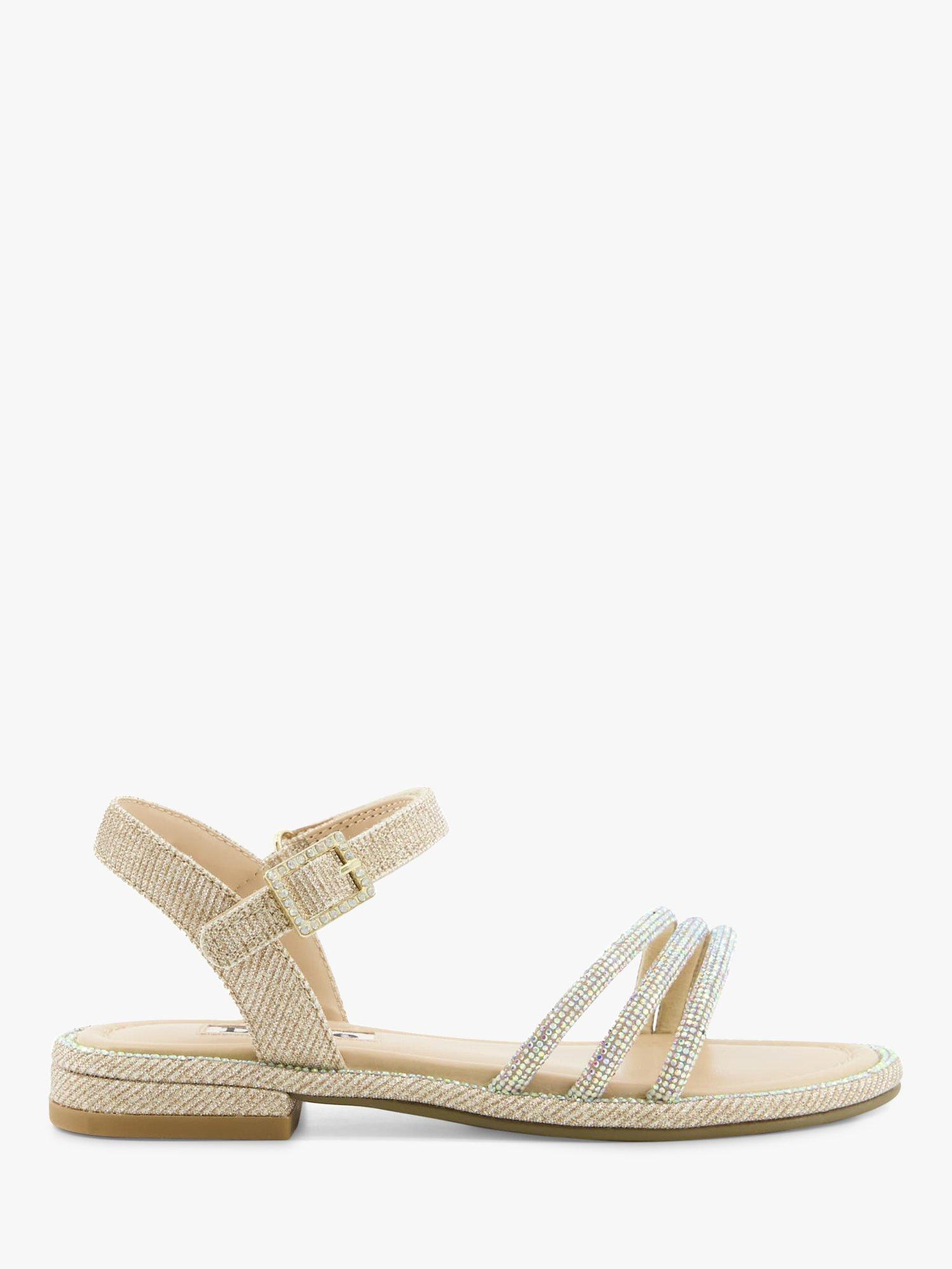 Dune Kids' Novaliie Diamante Flat Sandals Sandals, Gold