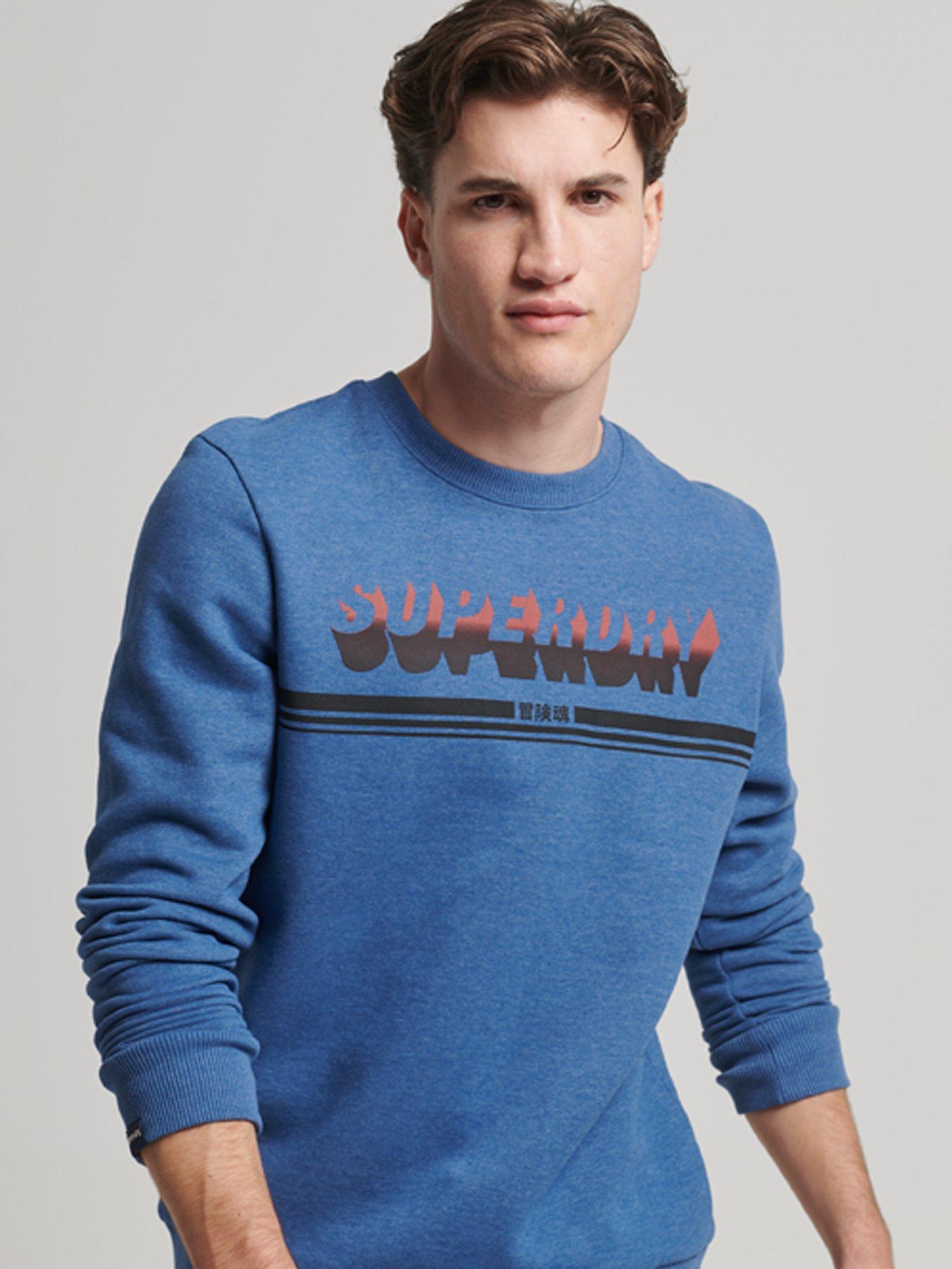 Superdry Vintage Shadow Crew Neck Sweatshirt, Navy Blue