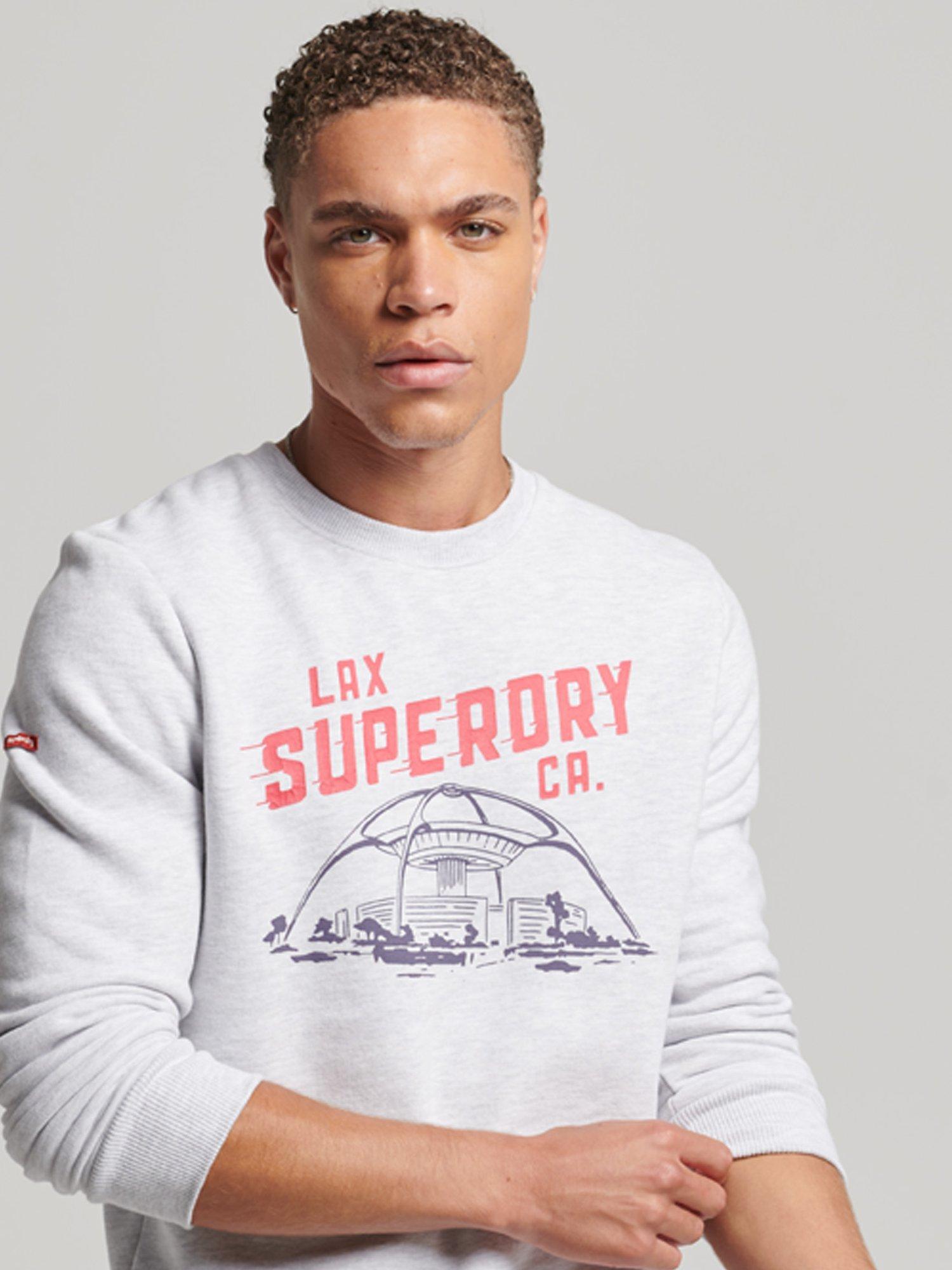 Superdry Vintage City Souvenir Crew Sweatshirt, Ice Marl