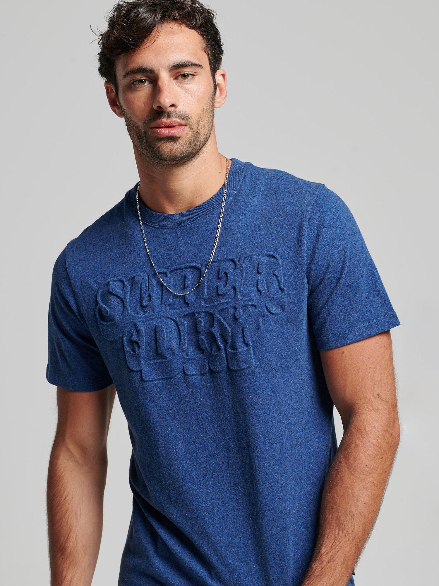 Superdry Cooper Classic Embossed T-Shirt, Bright Blue Marl