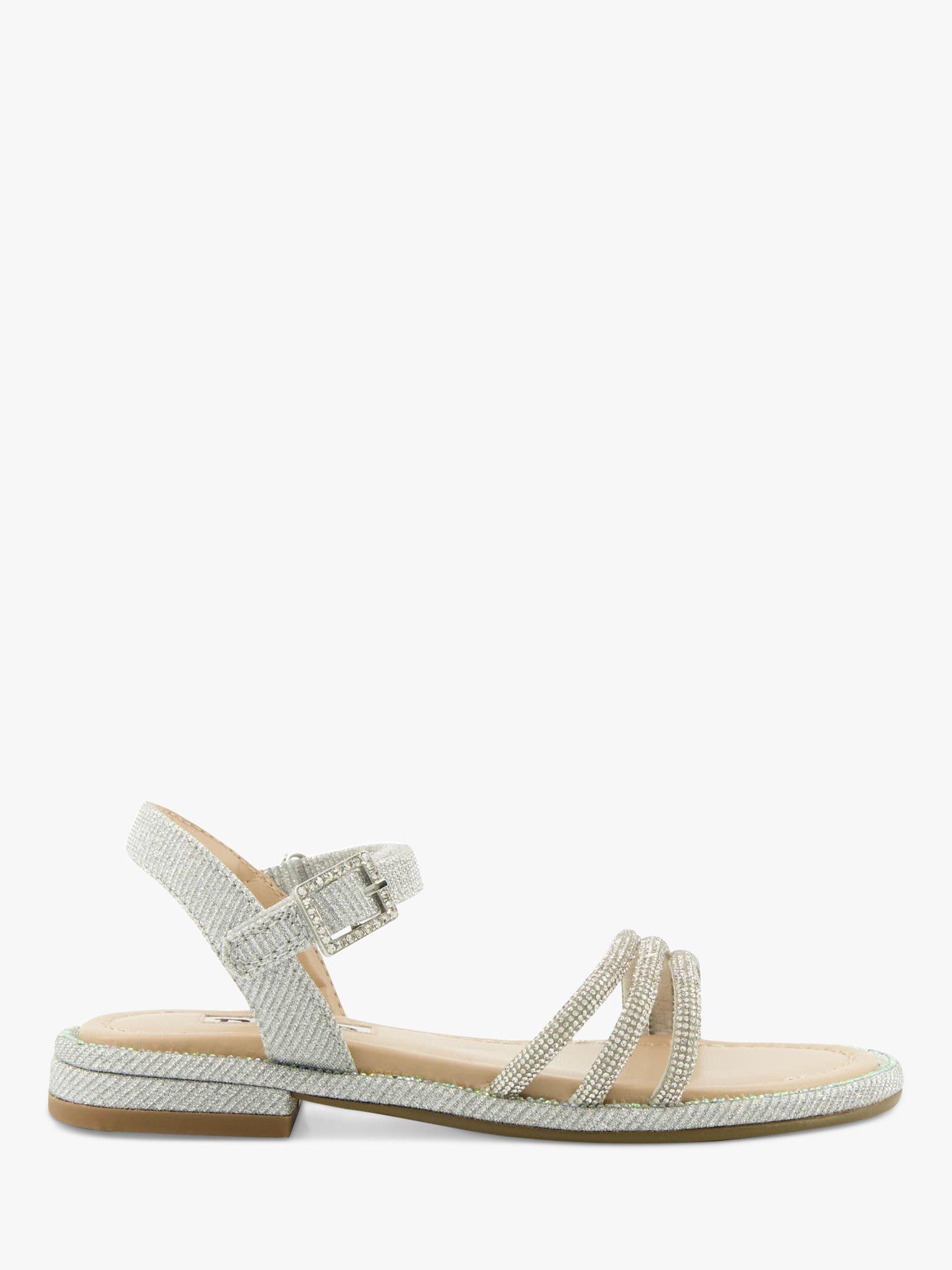 Dune Kids' Novaliie Diamante Flat Sandals Sandals, Silver