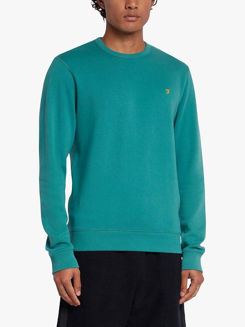 Farah Tim Slim Fit Organic Cotton Terry Sweatshirt, 347 Mallard Green