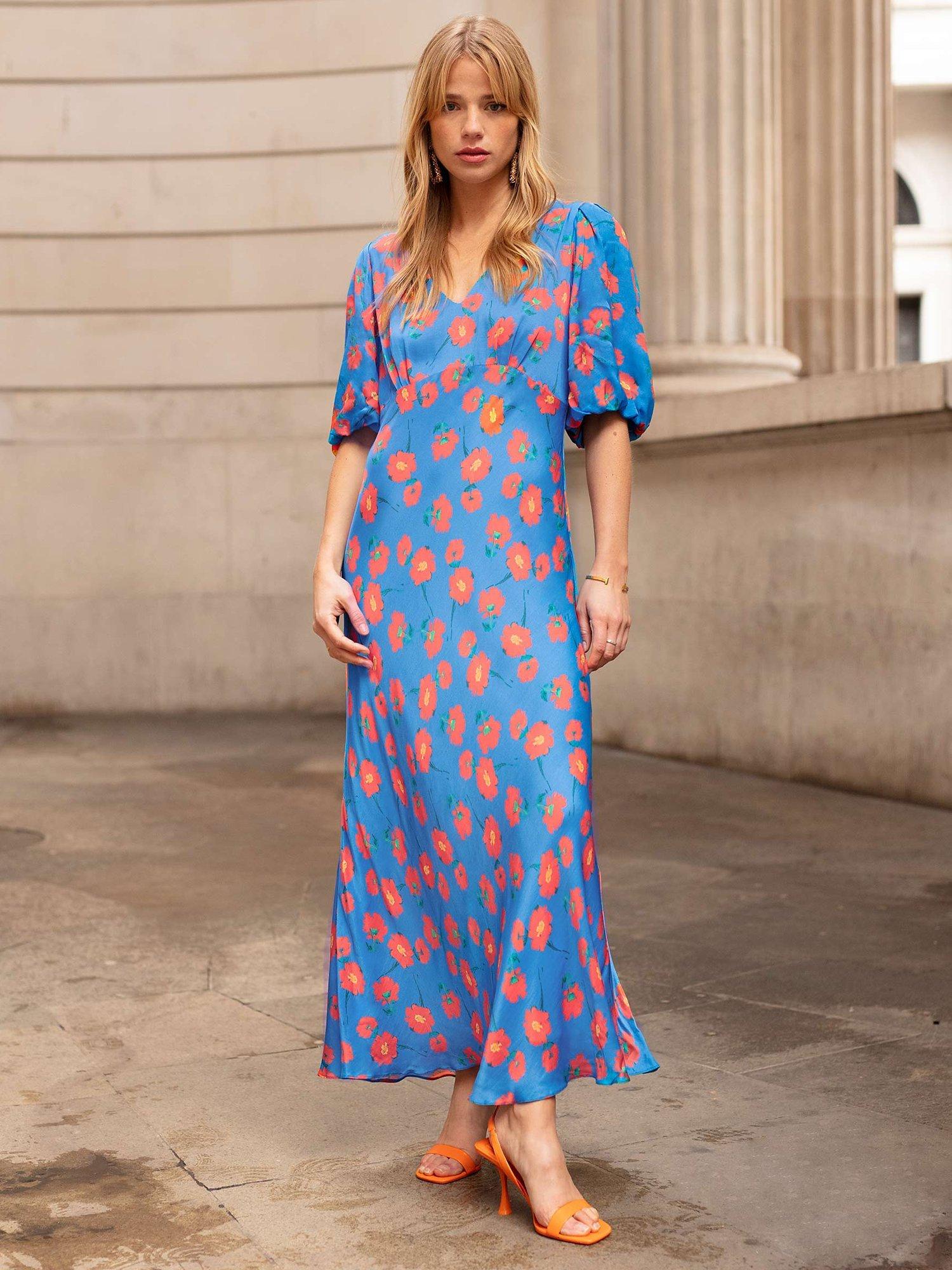 Ro&Zo Petite Evora Midi Dress, Blue
