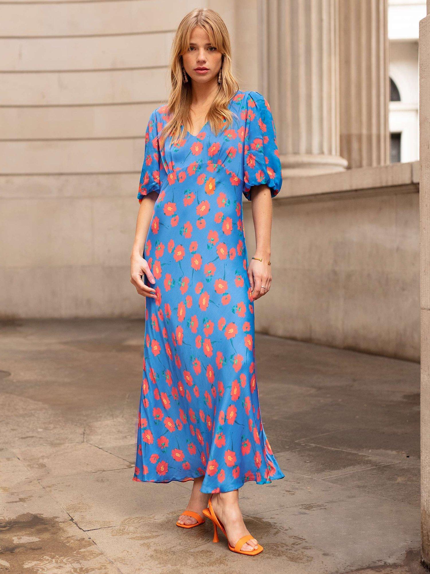 Ro&Zo Evora Bias Midi Dress, Blue