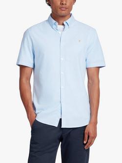 Farah Brewer Slim Fit Organic Cotton Short Sleeve Shirt, 468 Sky Blue