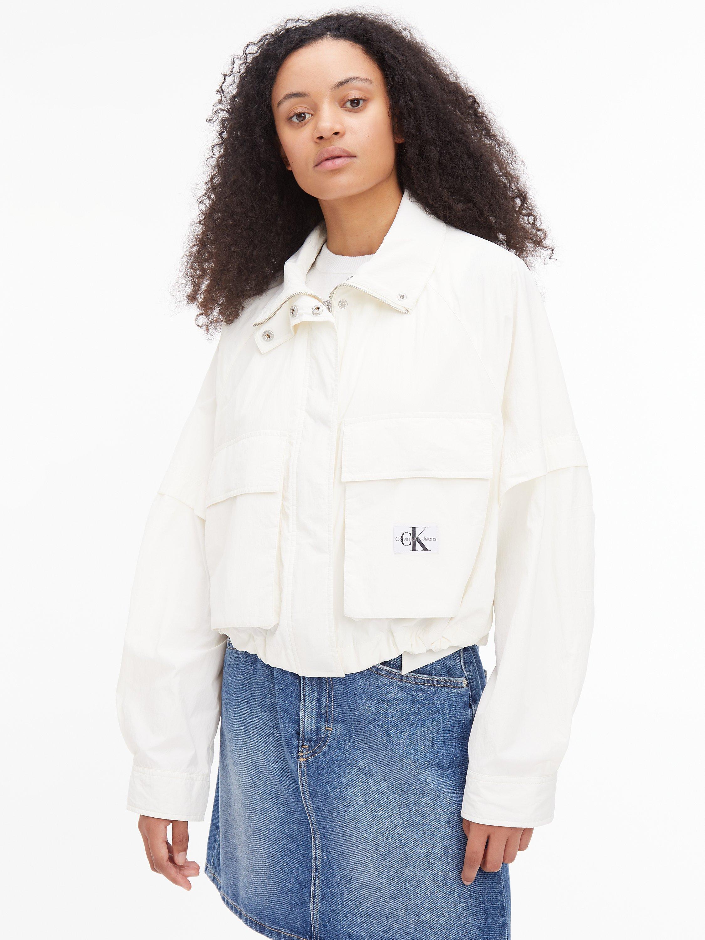Calvin Klein Mono Logo Utility Jacket, Ancient White