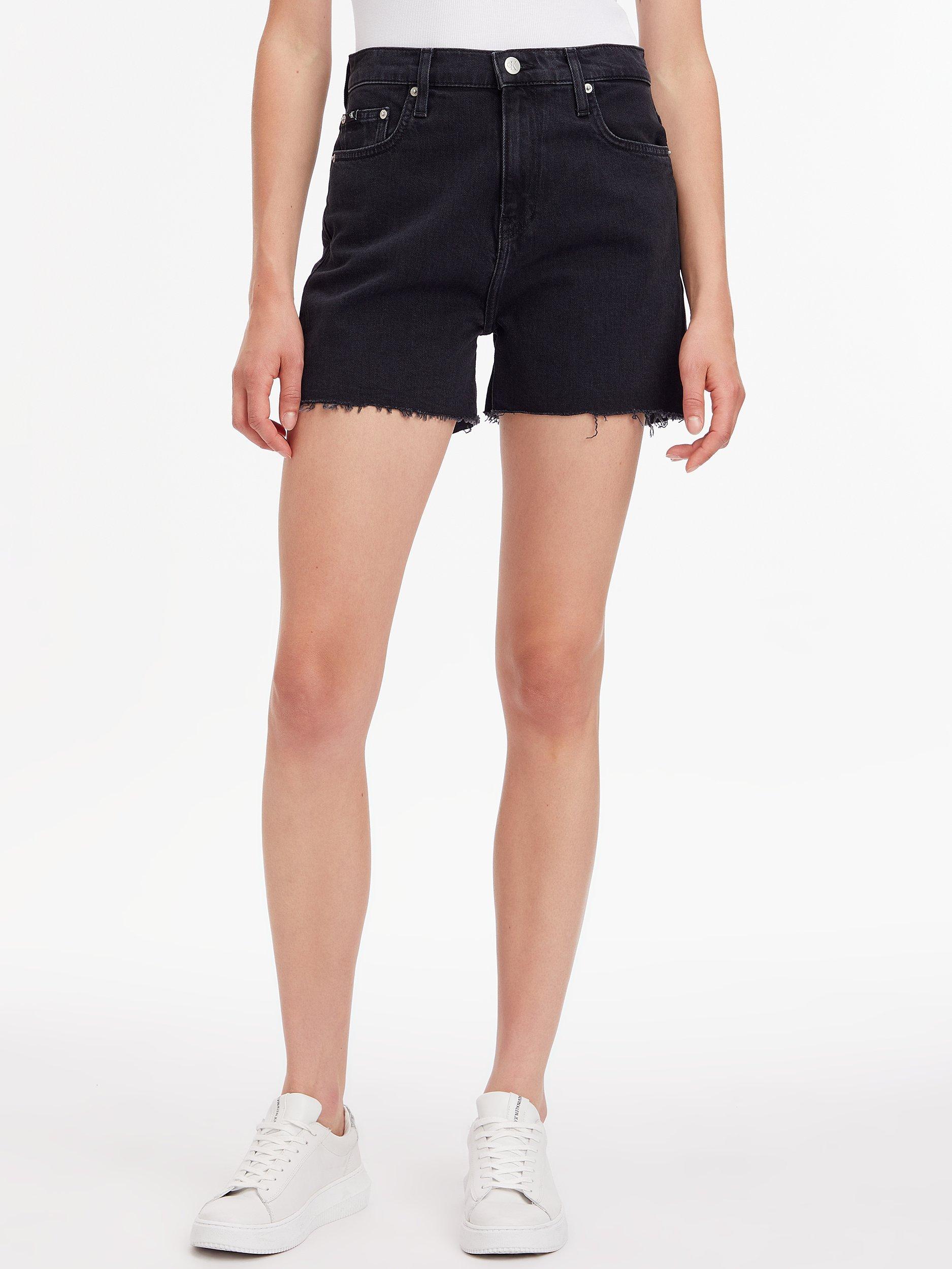 Calvin Klein High Rise Mom Denim Shorts, Black