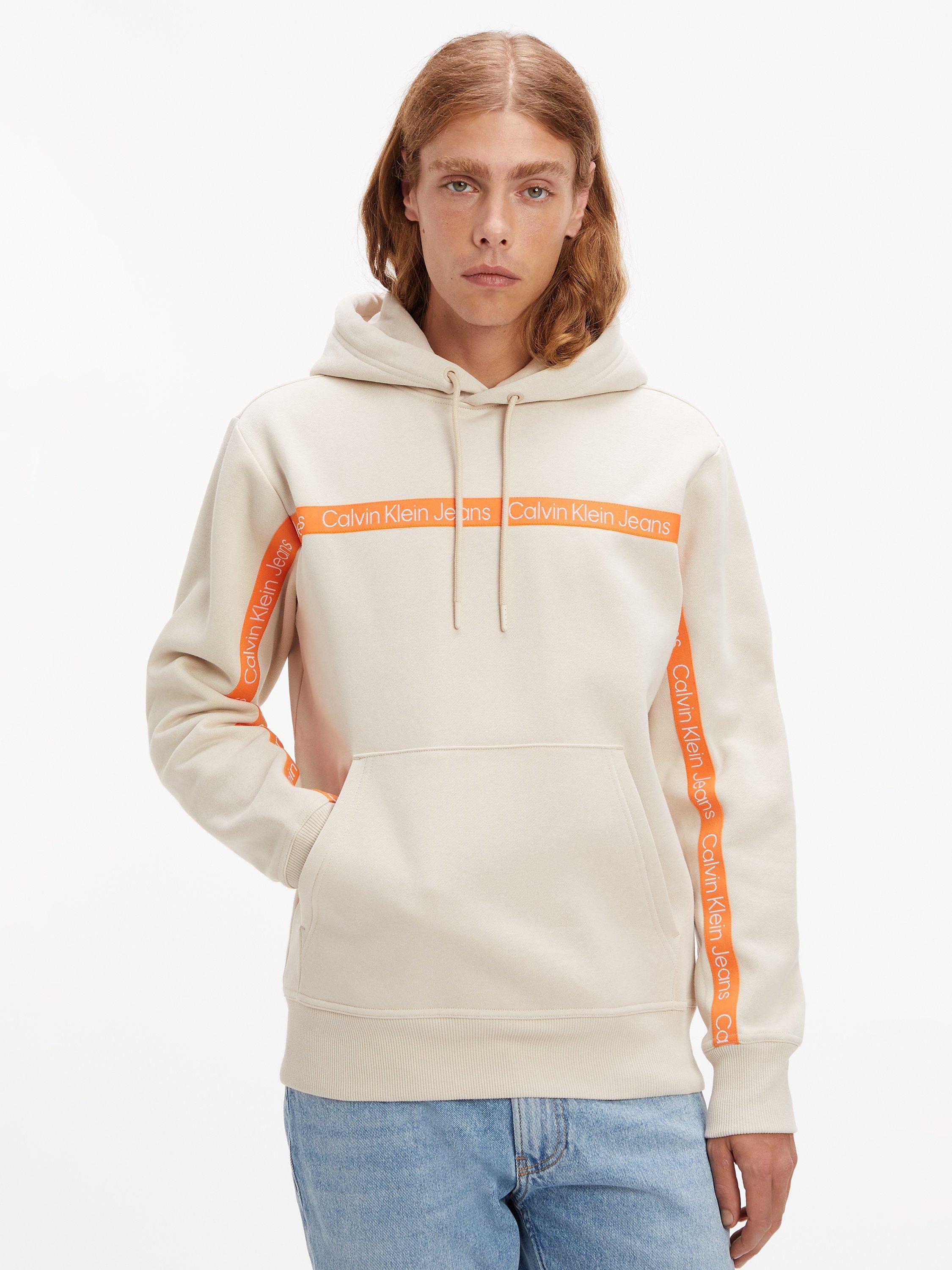 Calvin Klein Logo Tape Hoodie, Classic Beige