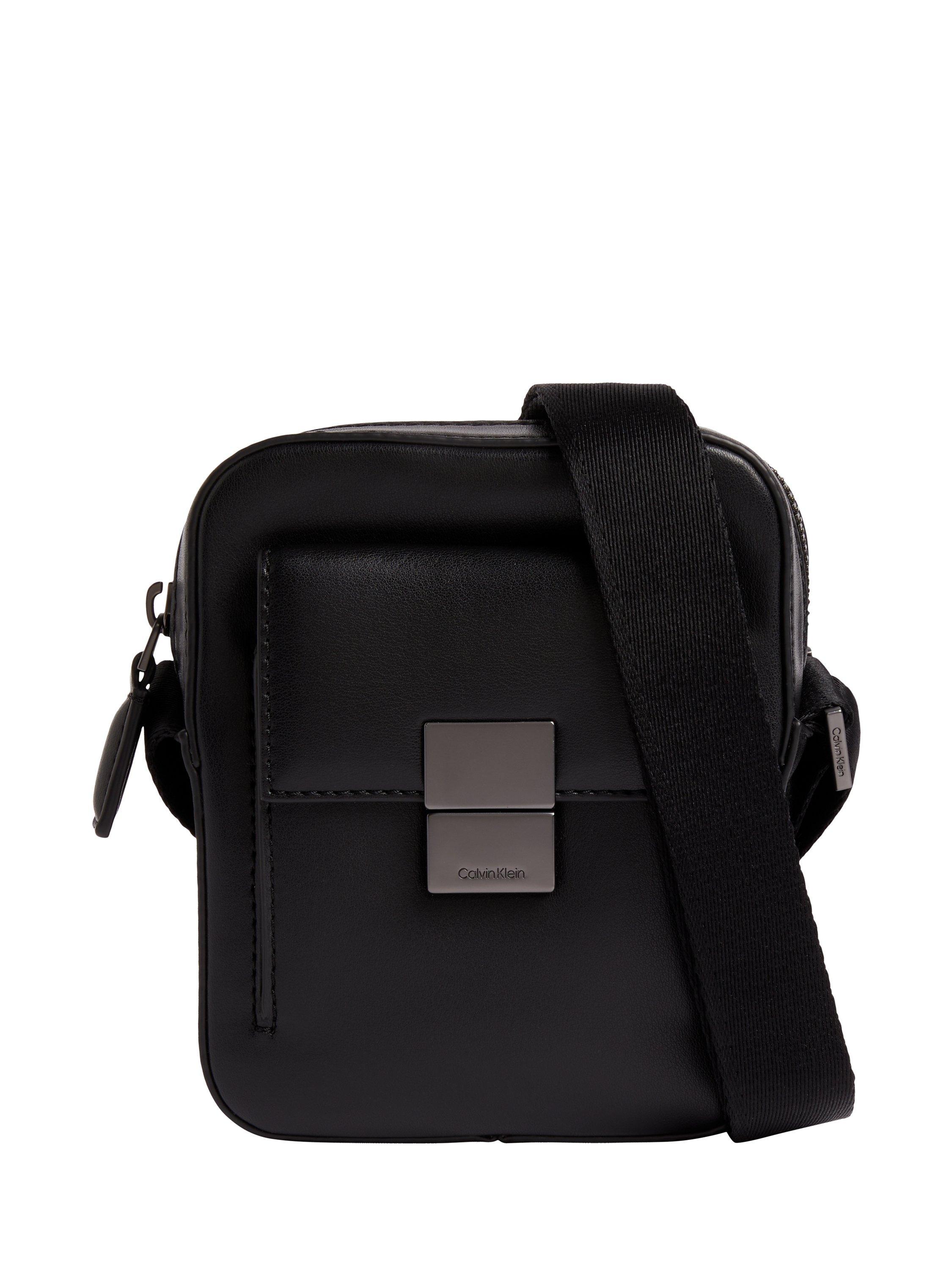 Calvin Klein Iconic Hardware Cube Reporter Bag, Black