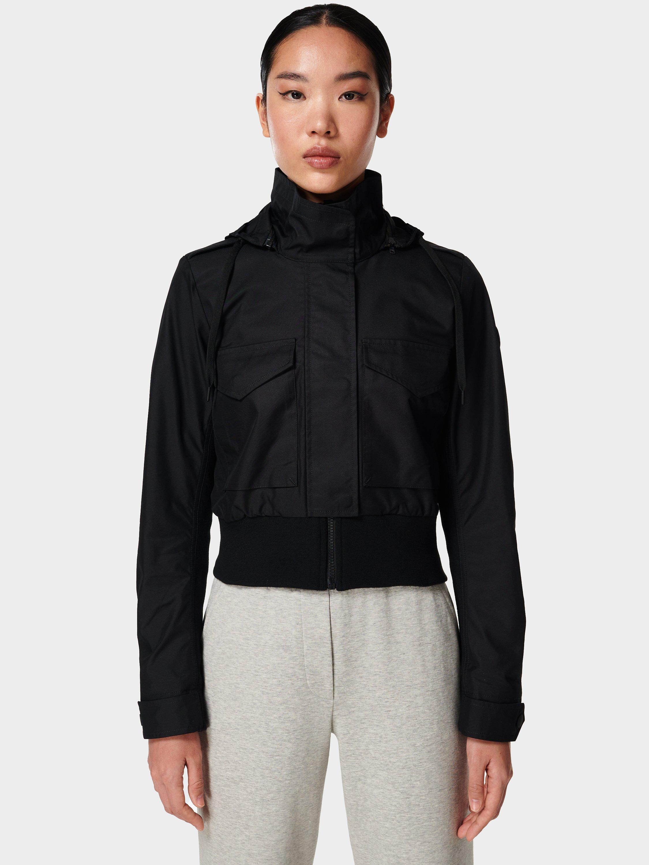 Sweaty Betty Timeless Cropped Trench Jacket, Night Black