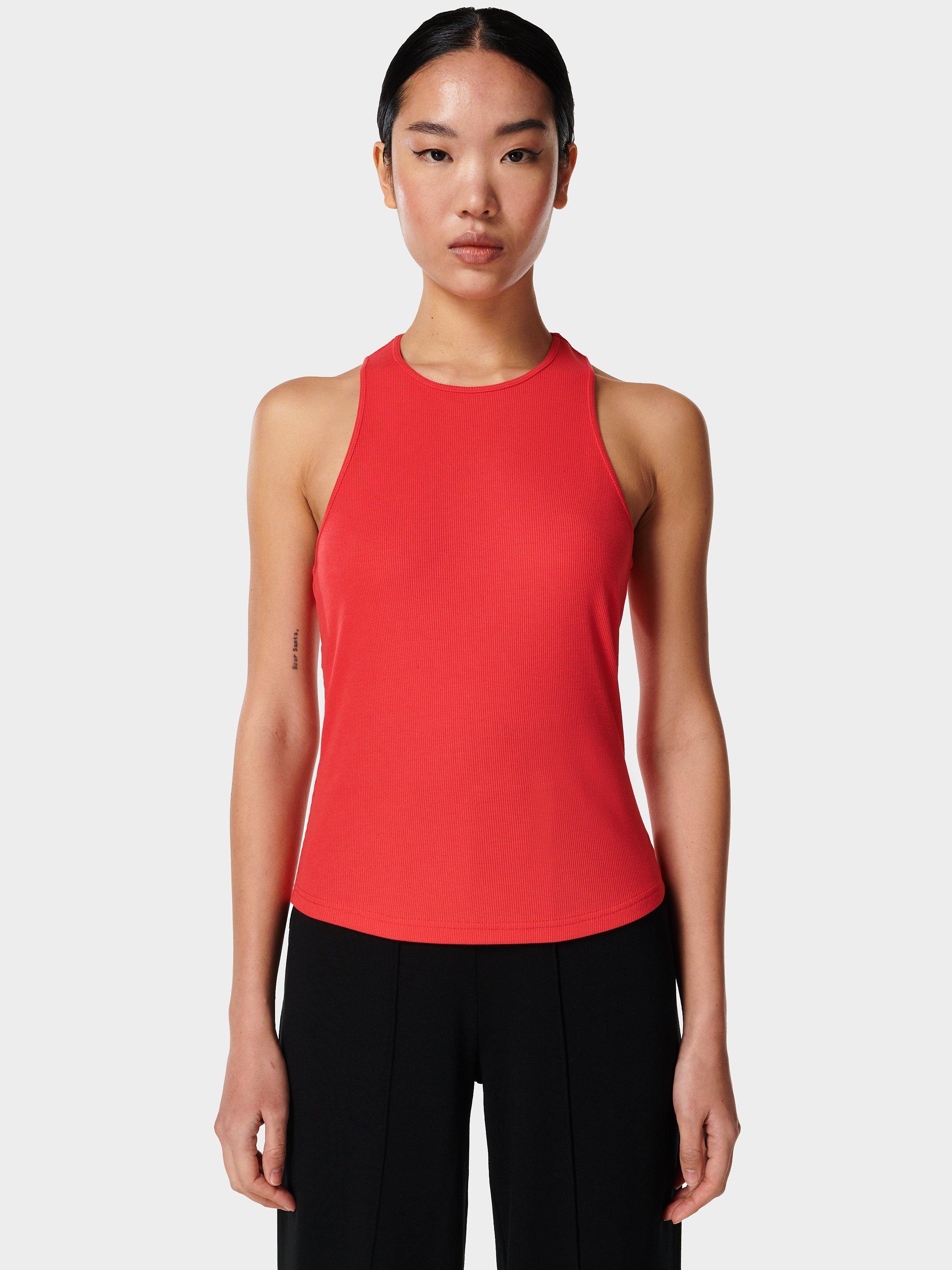 Sweaty Betty Adrift Ruched Tank Top, Tulip Red