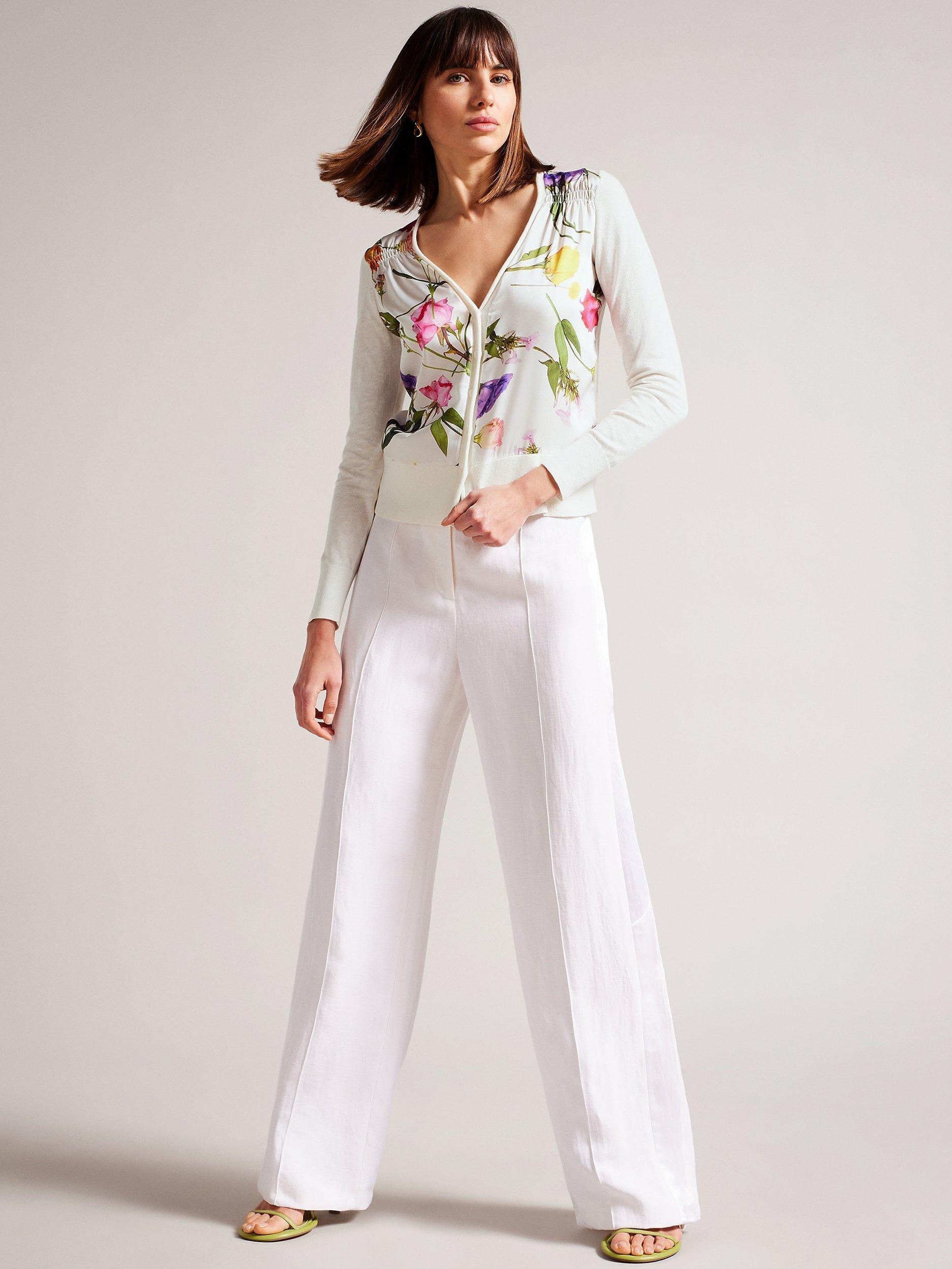 Ted Baker Chantri Floral Print Cardigan, White