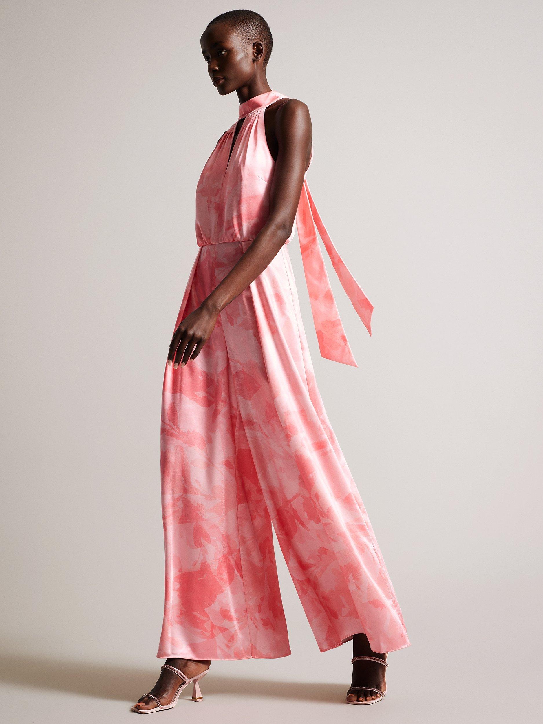 Ted Baker Tinslee Halter Neck Wide Leg Jumpsuit, Coral