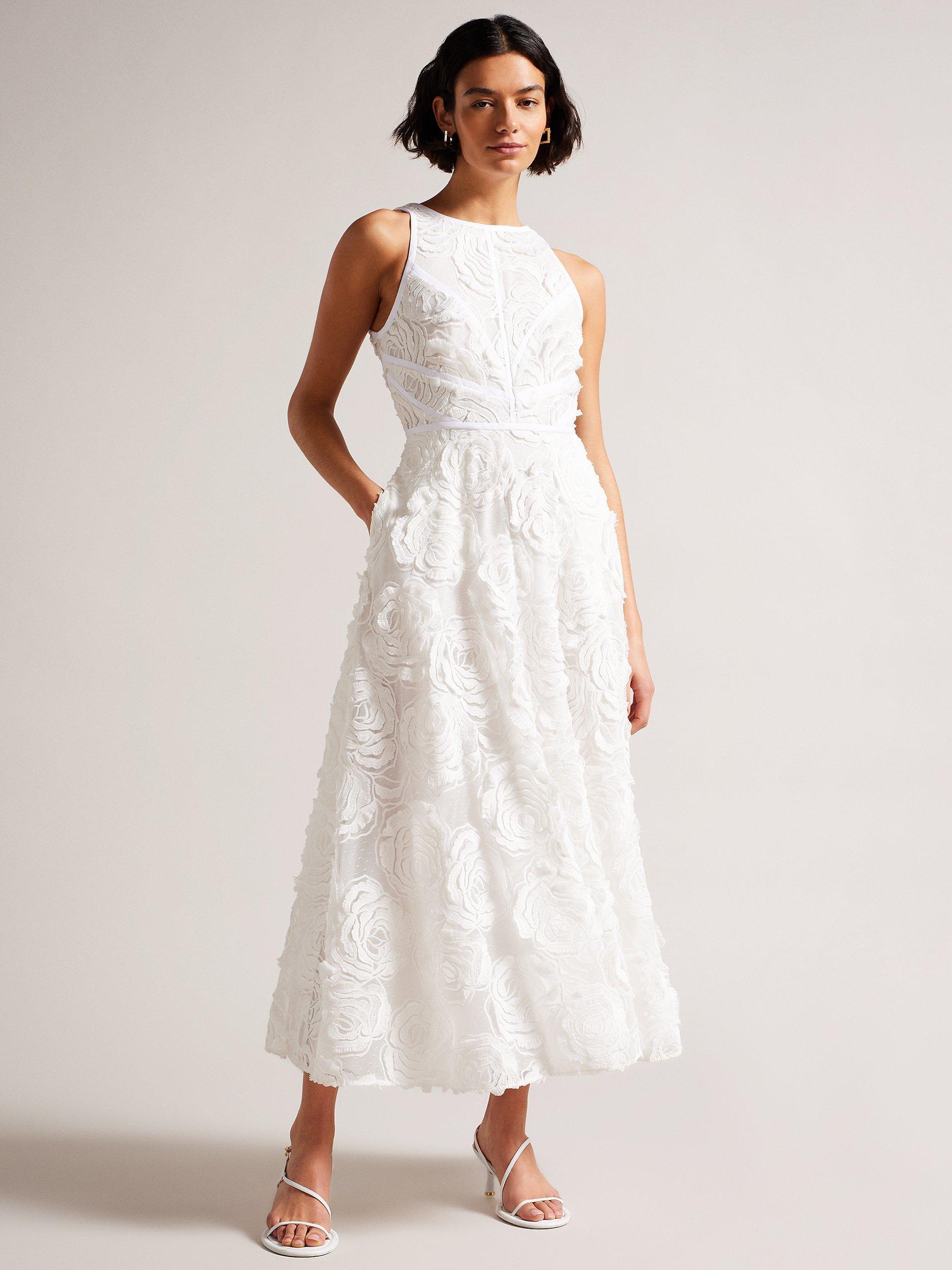 Ted Baker Ullaa Sleeveless Flower Applique Maxi Dress, White
