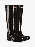 Hunter Tall Back Adjustable Gloss Wellington Boots, Black