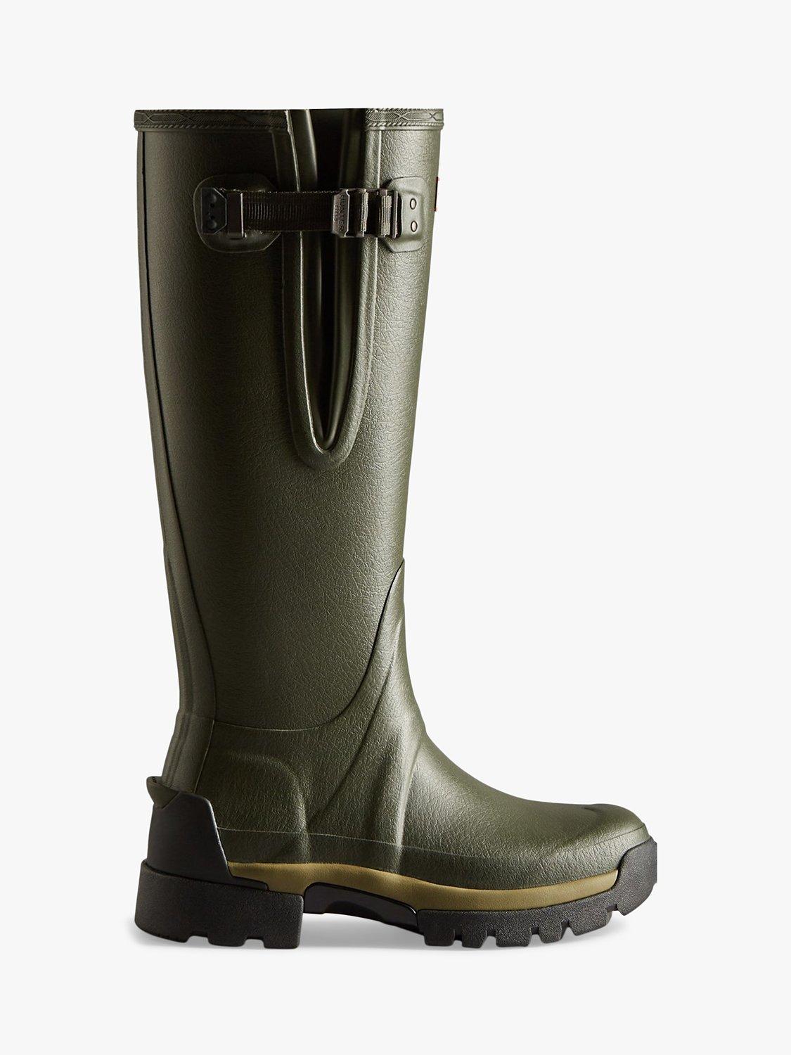Product image 1 of 4, which shows Hunter Balmoral Side Adjustable Wellington Boots, Dark Olive, 3