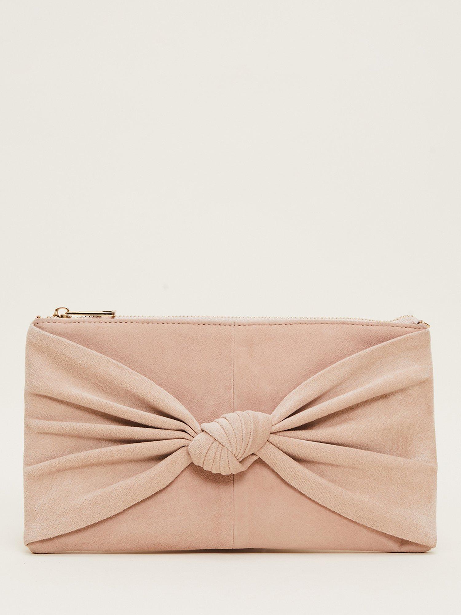 Phase Eight Suede Knot Front Clutch, Latte, One Size