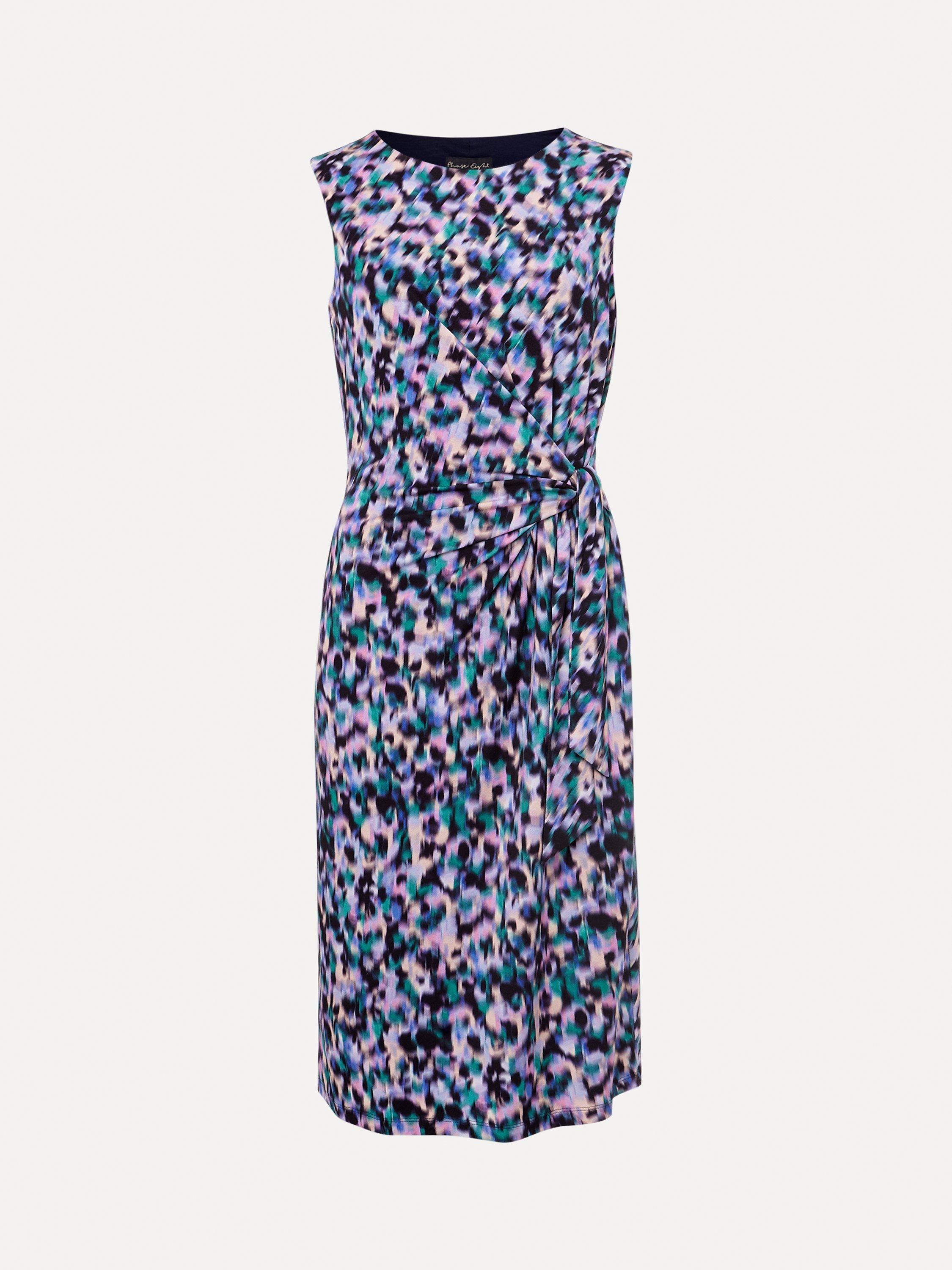 Product image 7 of 7, which shows Phase Eight Sasha Cap Sleeve Abstract Print Dress, Multi, 14