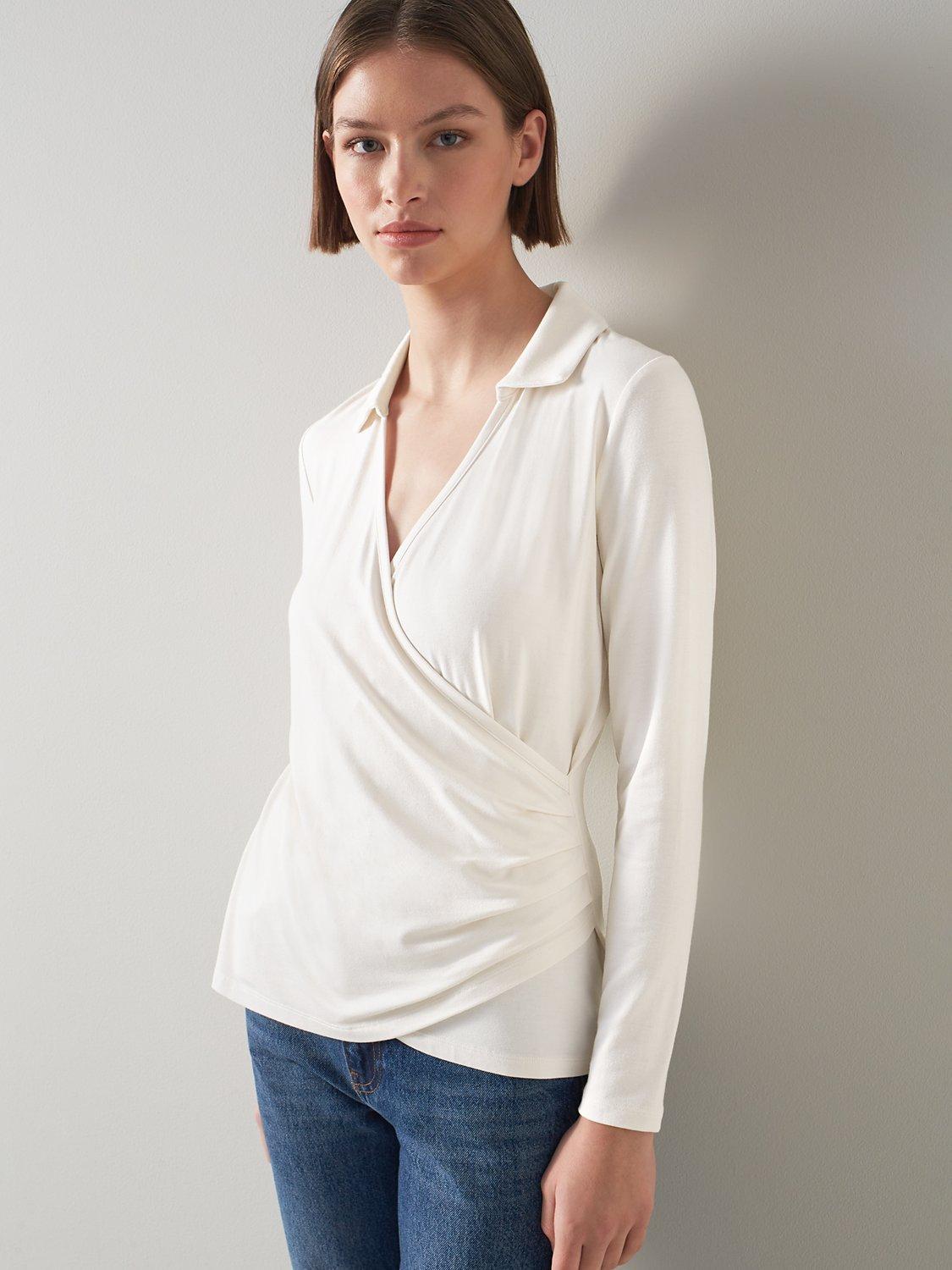 L.K.Bennett Saskia Jersey Top, Cream