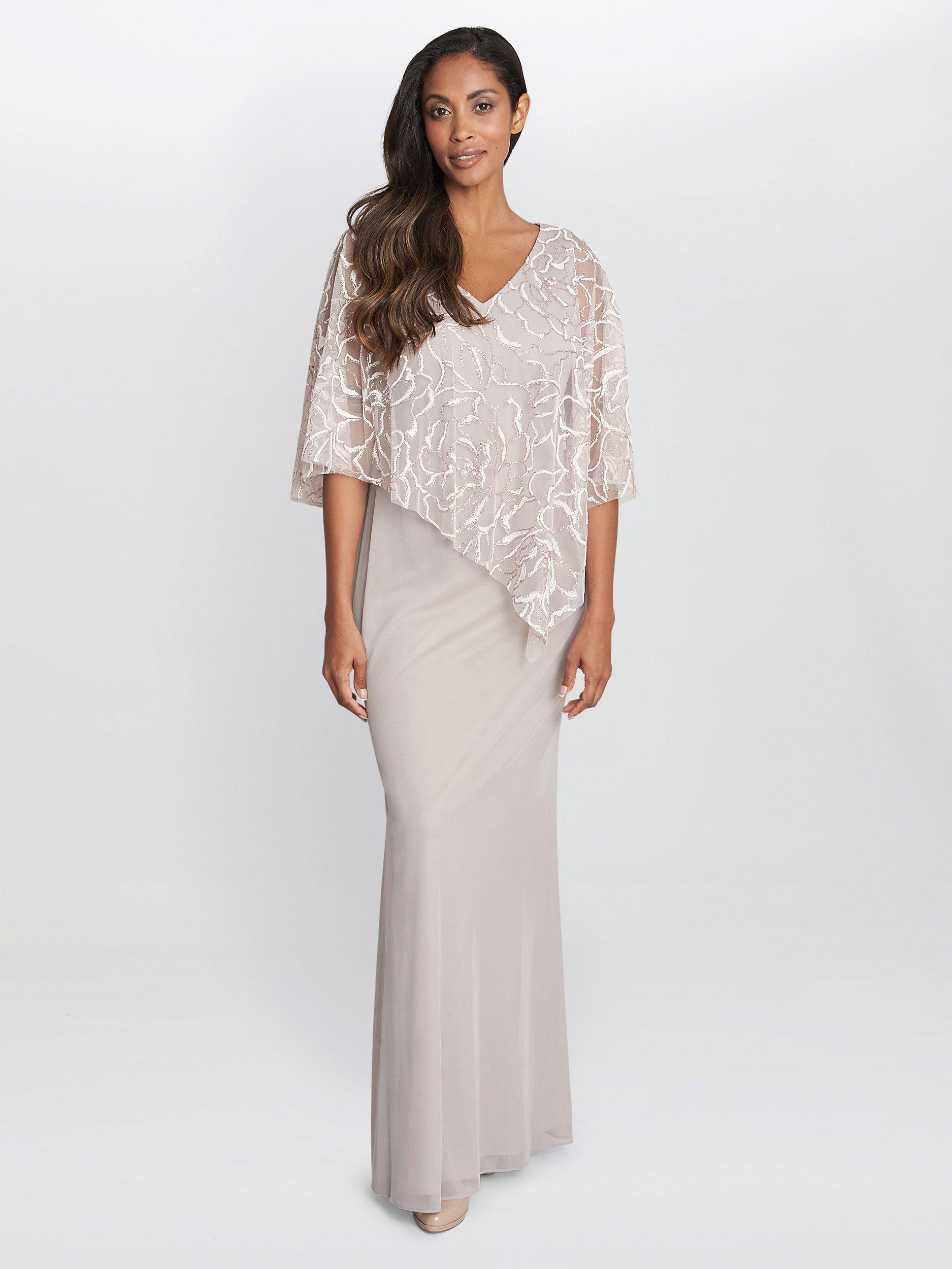 Product image 1 of 5, which shows Gina Bacconi Sephora Shimmer Cape Maxi Dress, Pink, 10