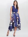 Gina Bacconi Megan Sleeveless Tie Waist Dress, Navy