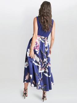 Gina Bacconi Megan Sleeveless Tie Waist Dress, Navy - view 2, Navy