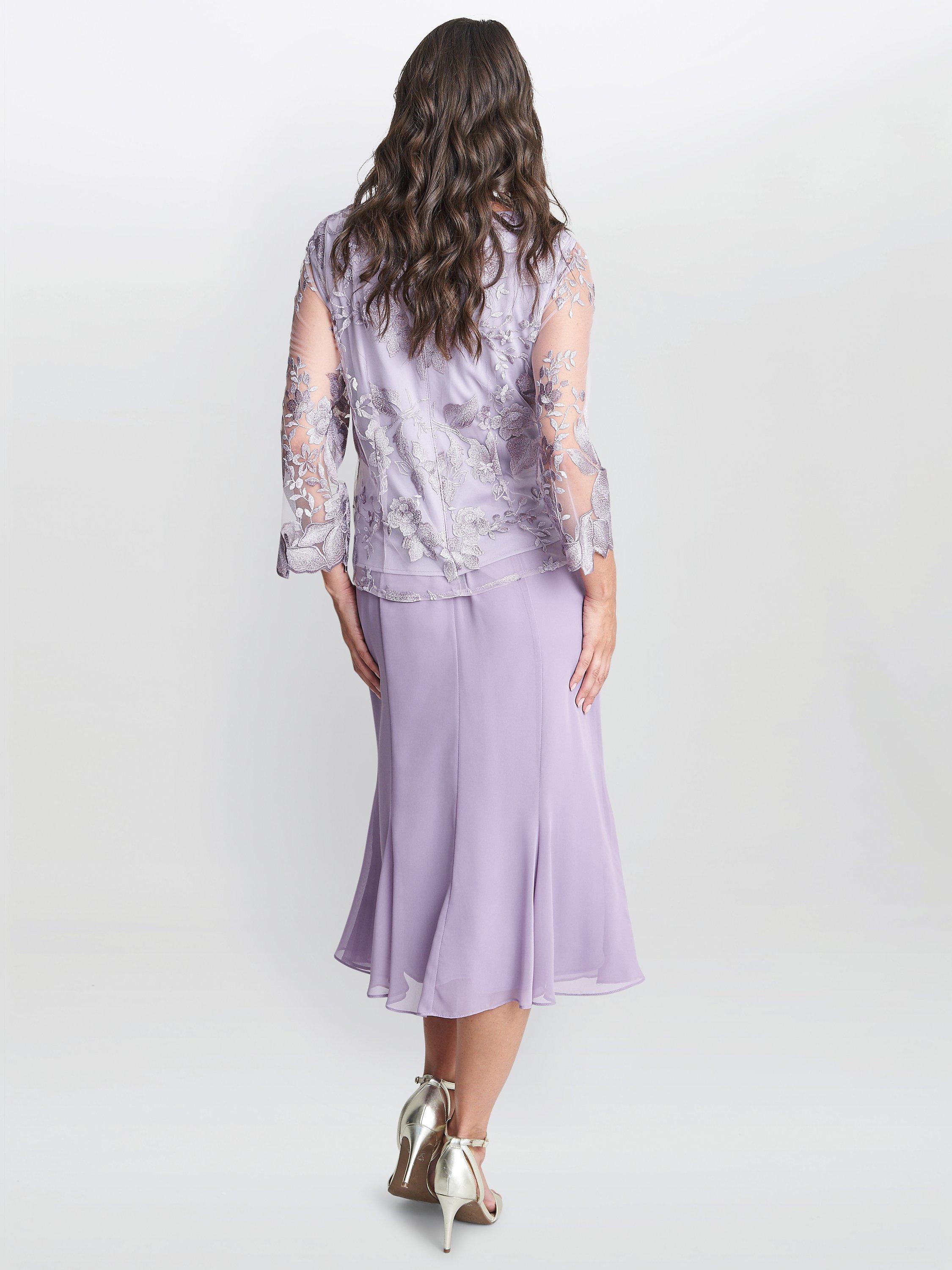 Gina Bacconi Nadine Midi Length Dress, Orchid Mist, 10