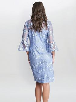 Gina Bacconi Michaela Floral Embroidered Shift Dress, Hydrangea - view 2, Hydrangea