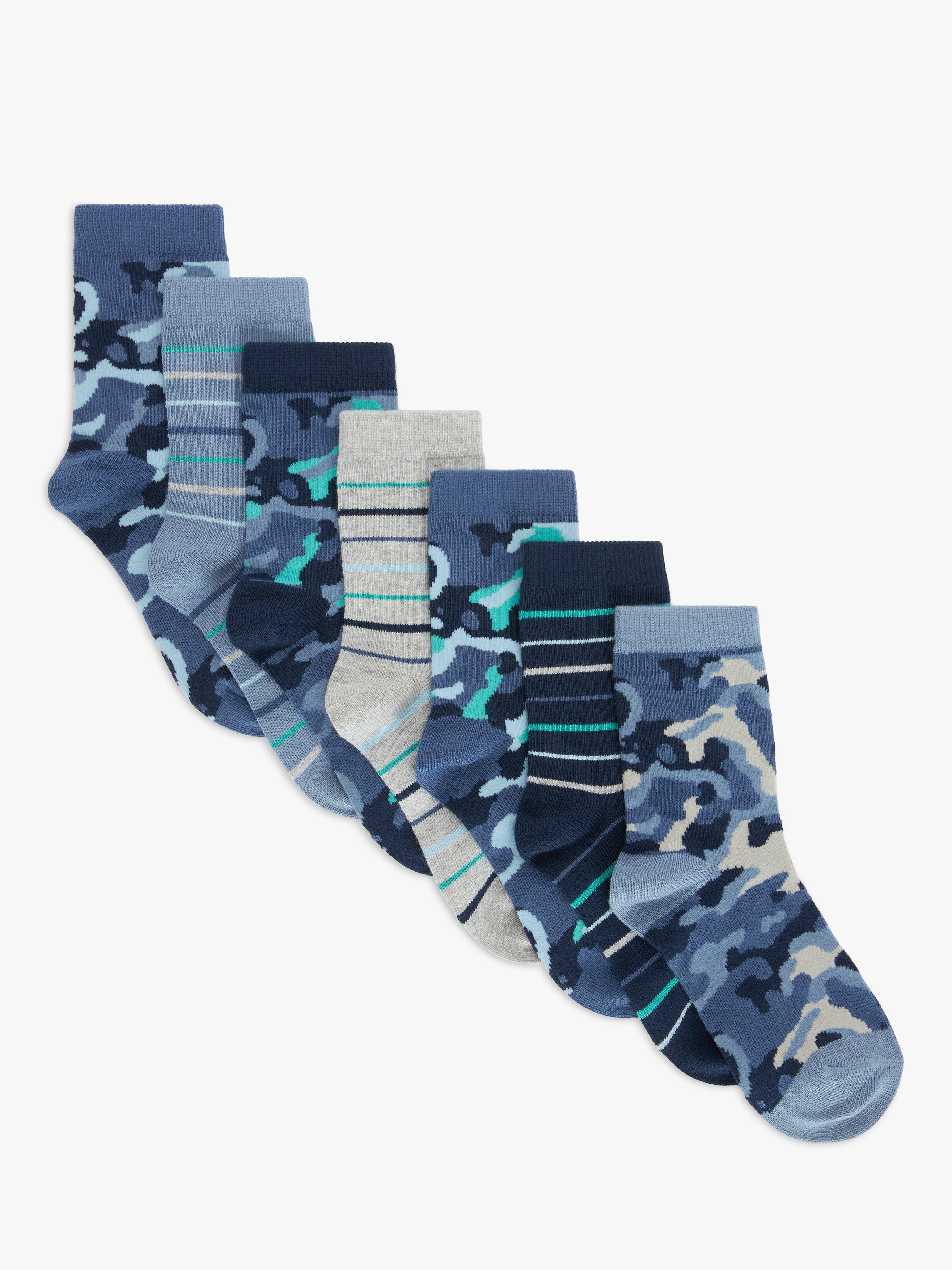 John Lewis Kids' Camo Socks, Pack of 7