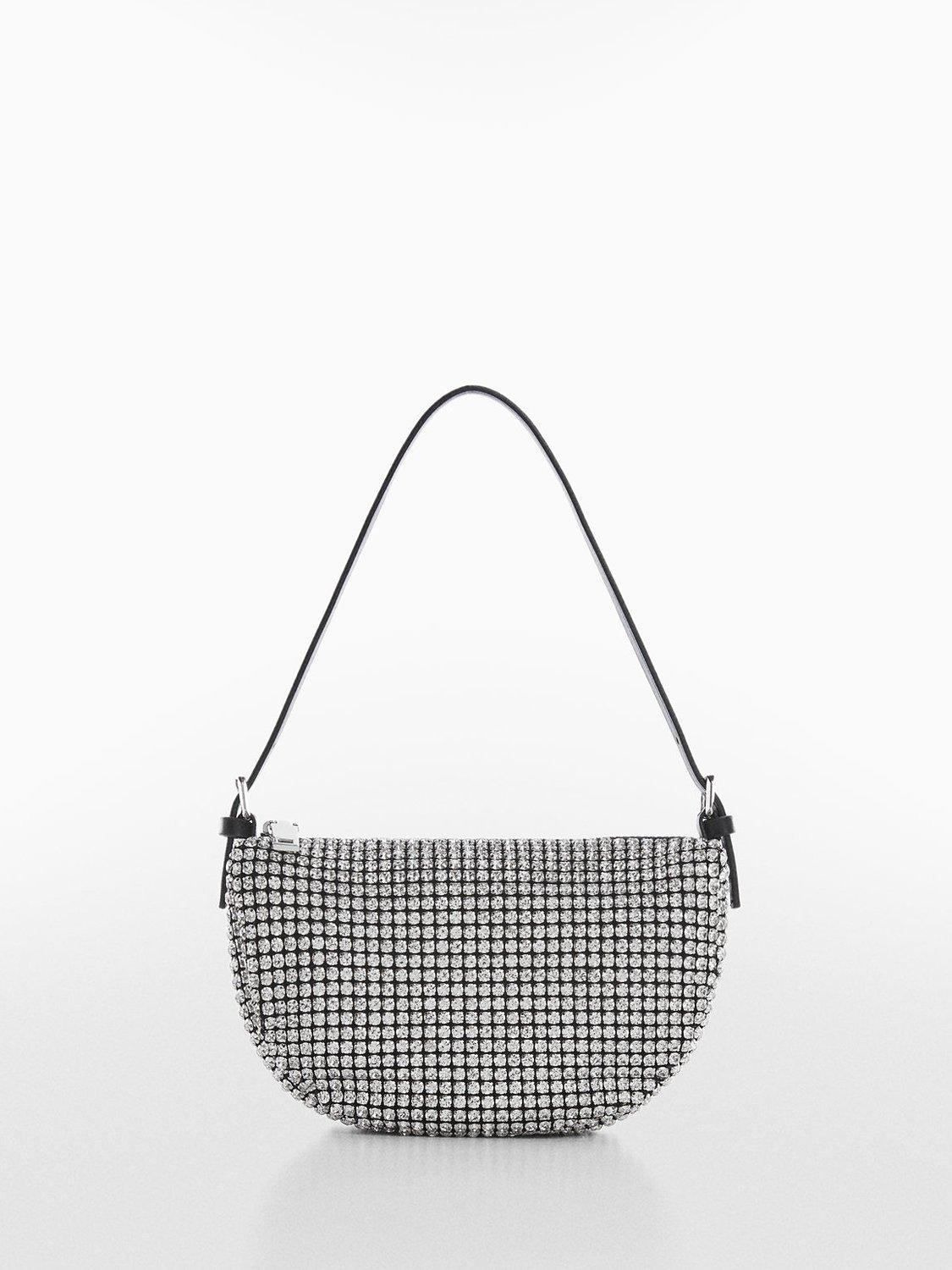 Mango Charlotte Embellished Shoulder Bag, Silver