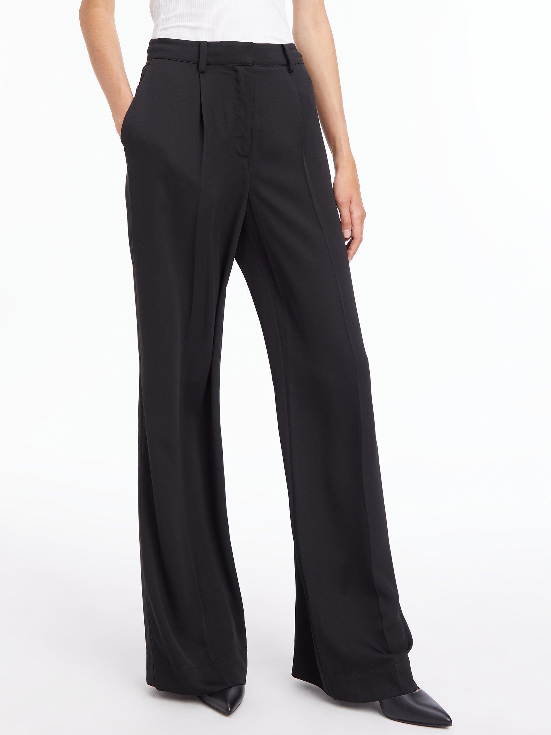 Calvin Klein Tailored Wide Leg Trousers, Black