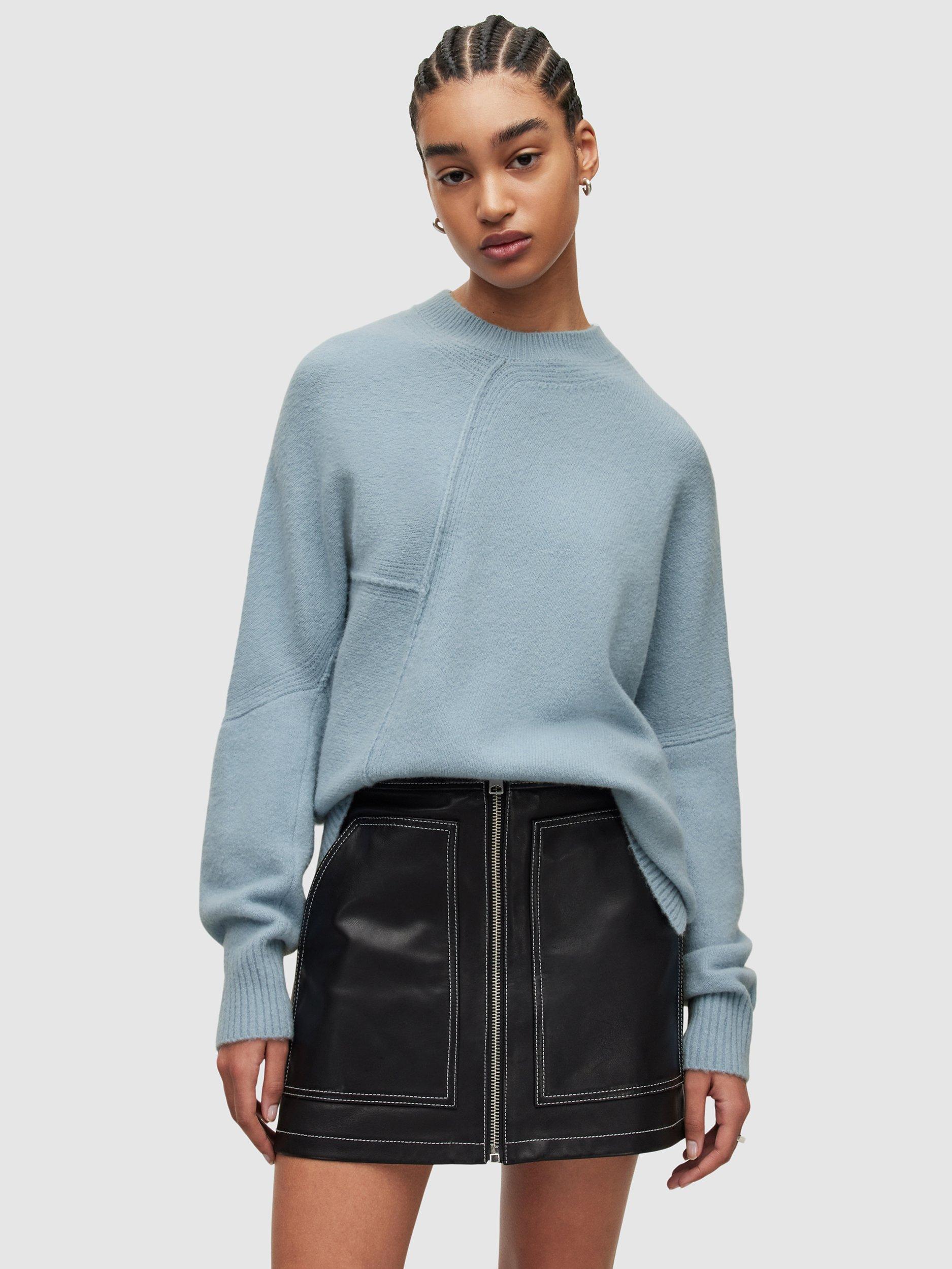AllSaints Lock Crew Neck Jumper, Slate Blue