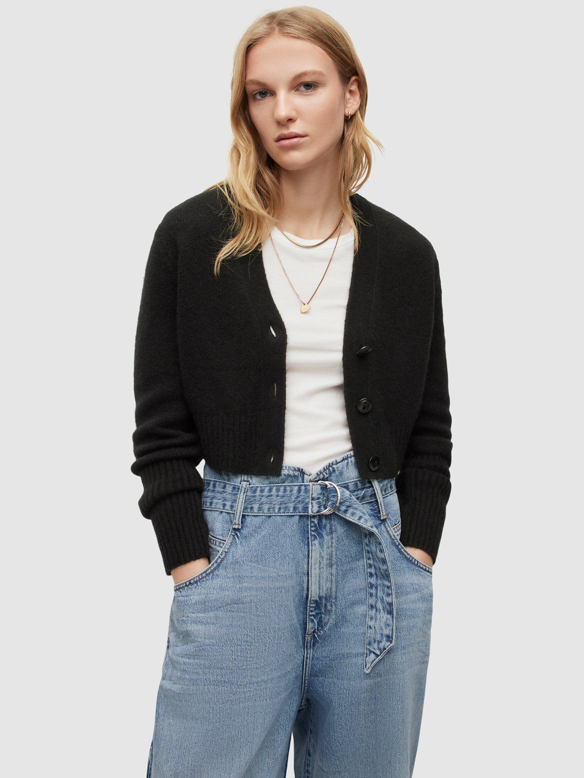 AllSaints Wick Alpaca Blend Cardigan, Black