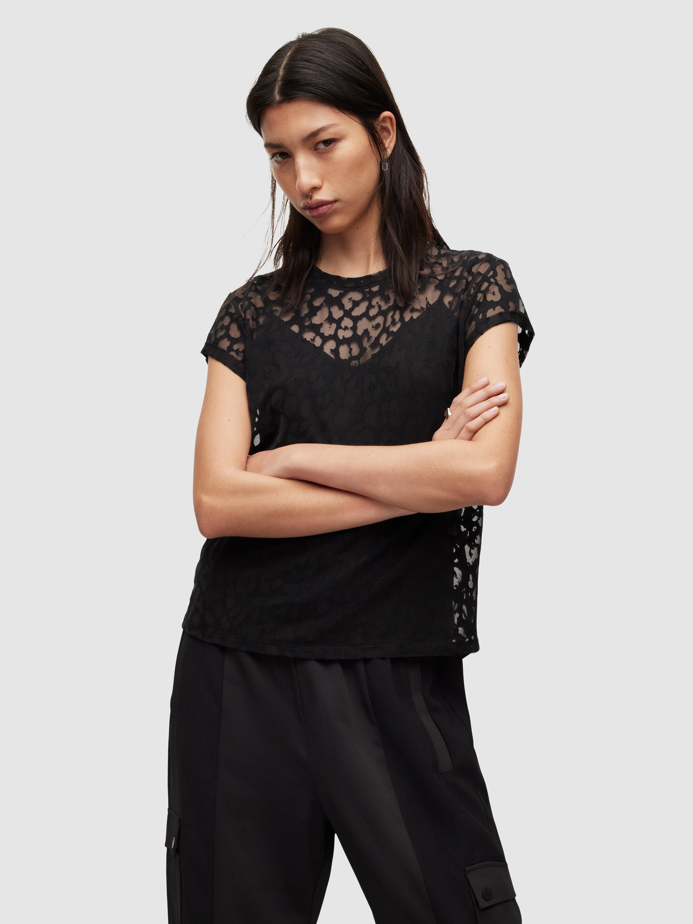 AllSaints Anna Devo Zori T-Shirt, Black