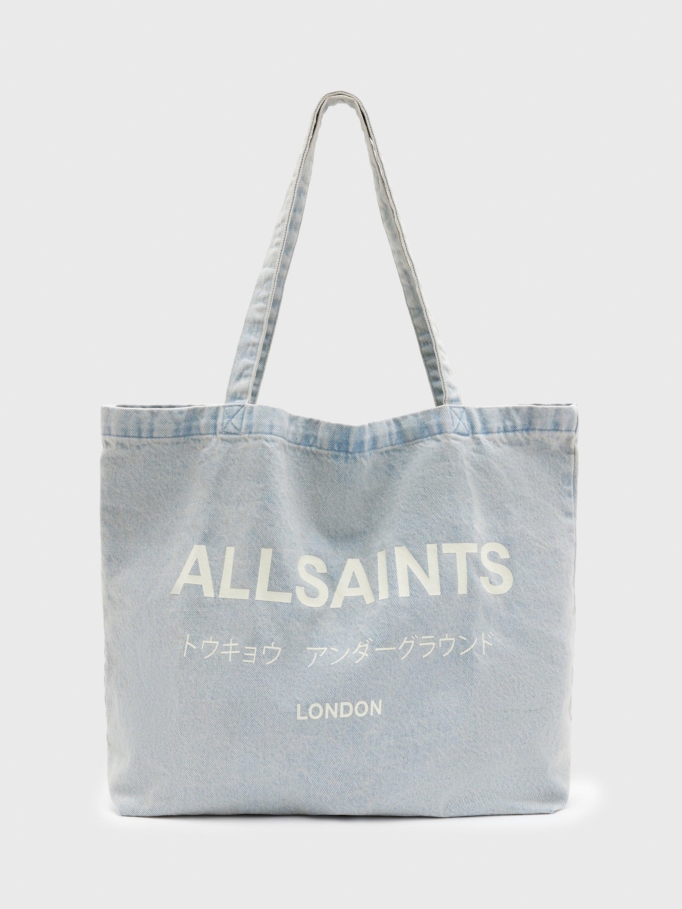 Product image 1 of 3, which shows AllSaints Underground Wash Tote Bag, Light Blue/White, Blue
