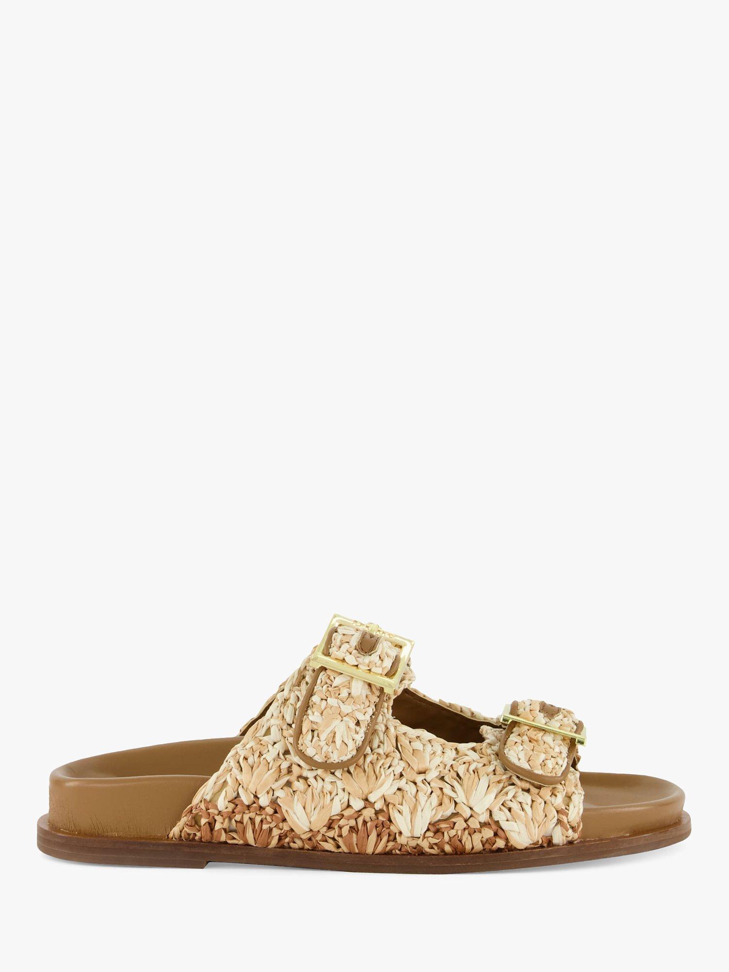 Dune Lolitas Raffia Buckle Sandals, Natural, 4