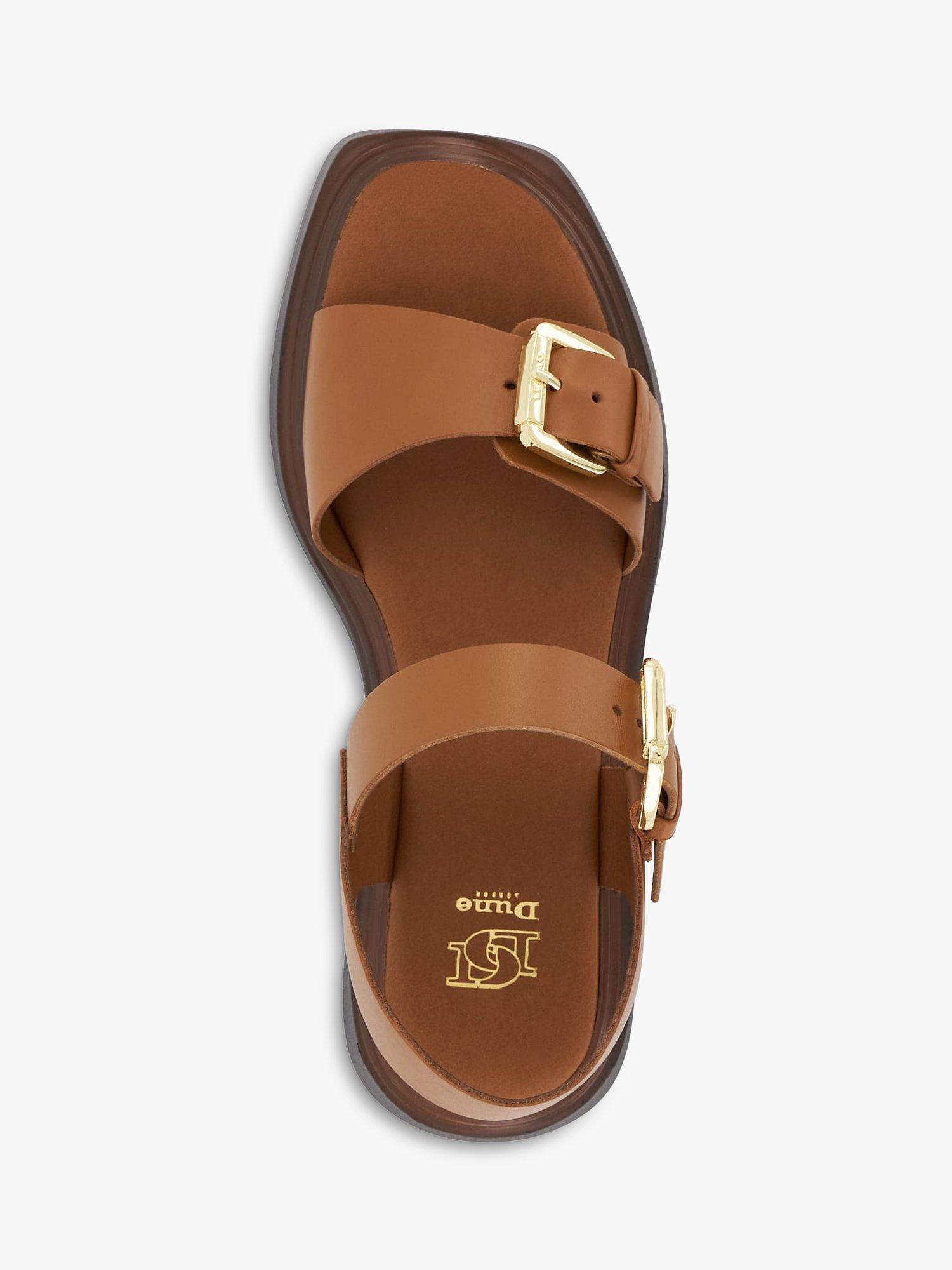 Product image 3 of 5, which shows Dune Loells Leather Flatform Sandals, Tan, 7