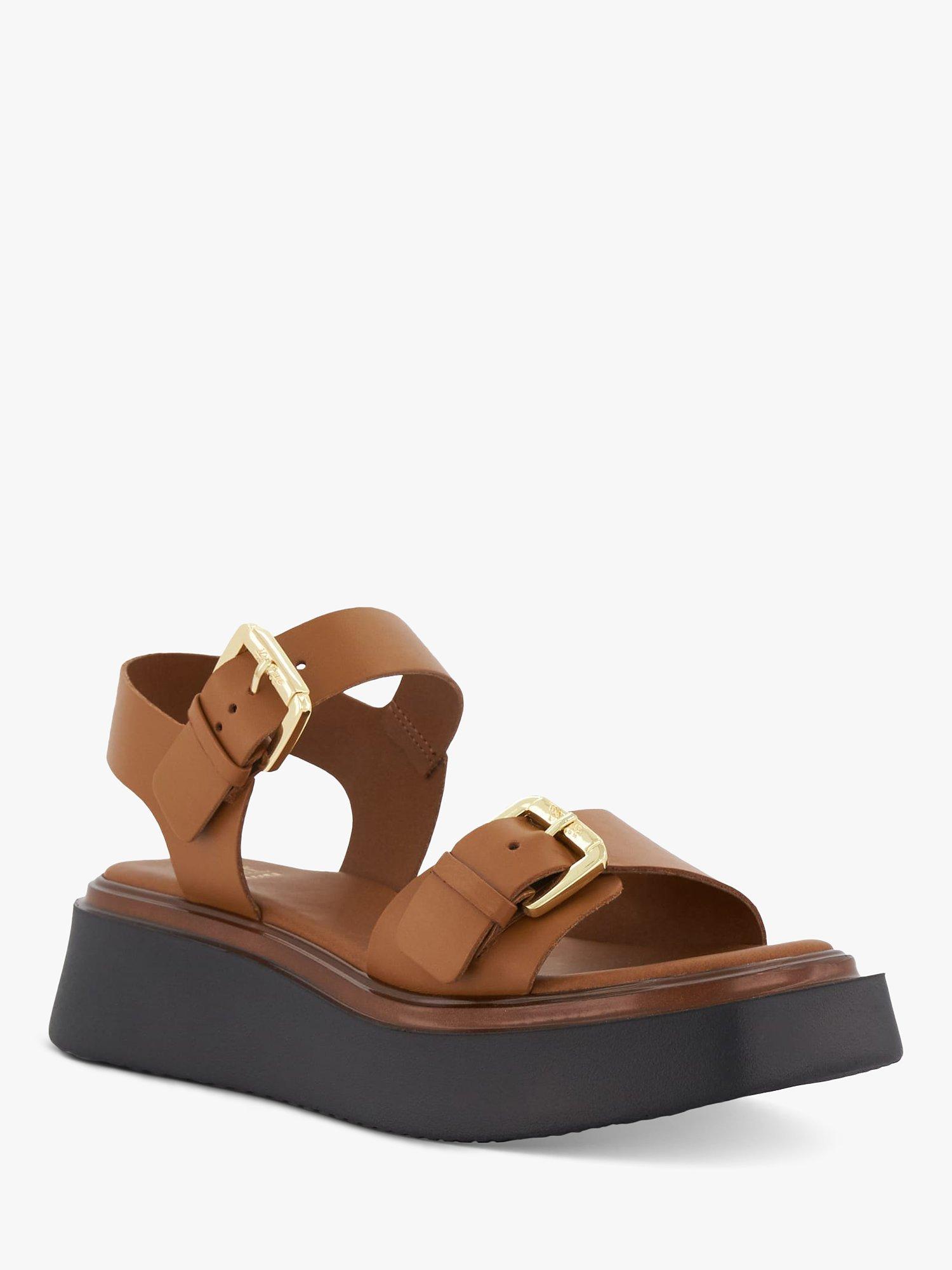 Product image 4 of 5, which shows Dune Loells Leather Flatform Sandals, Tan, 7
