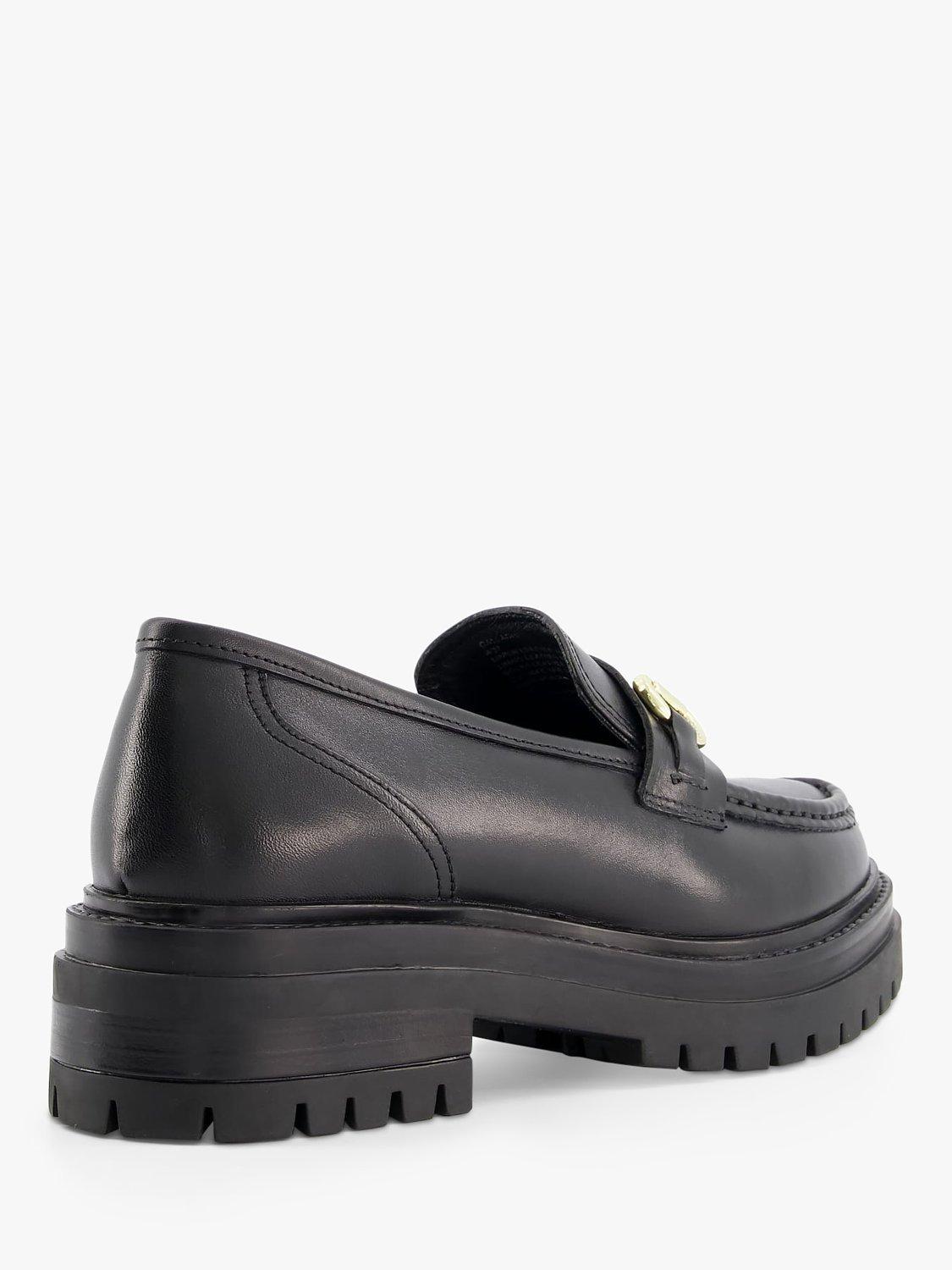 Product image 4 of 5, which shows Dune London Gallagher Wide Fit Leather Snaffle Trim Loafers, Black, 3