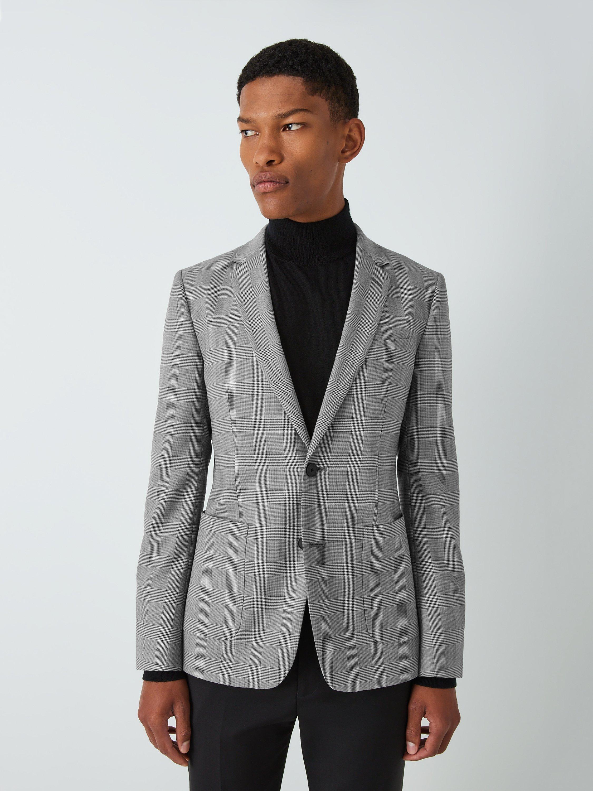 Kin Wool Blend Prince of Wales Slim Fit Check Blazer, Grey