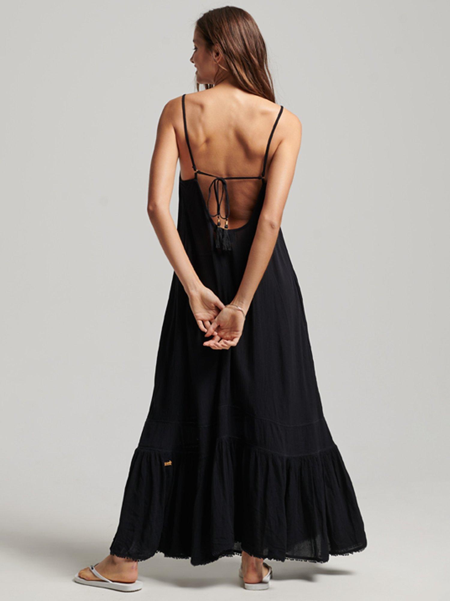 Product image 2 of 6, which shows Superdry Long Beach Cami Dress, Jet Black, 8