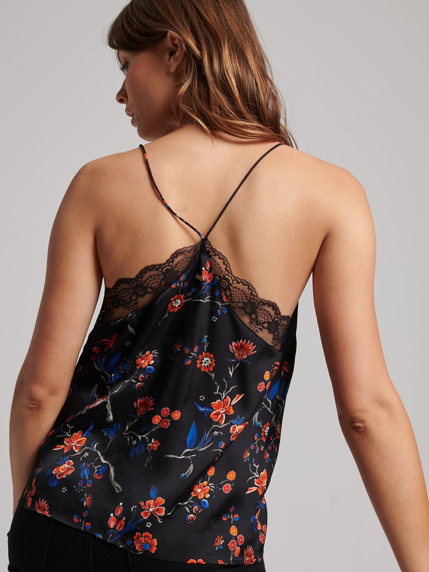 Product image 4 of 5, which shows Superdry Satin Cami Top, Rinko Black Print, 8