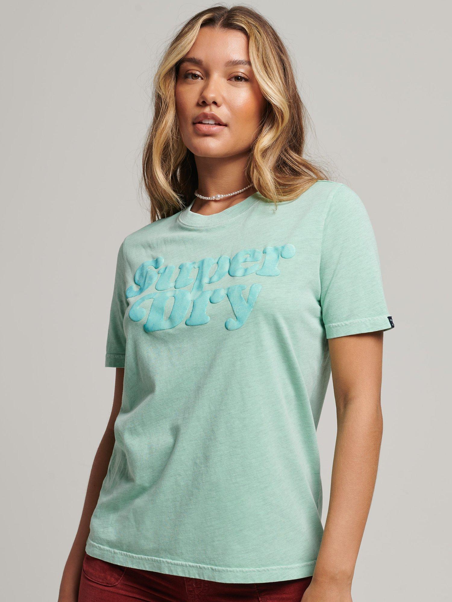 Superdry Cooper Classic 70s Logo T-Shirt, Sea Glass