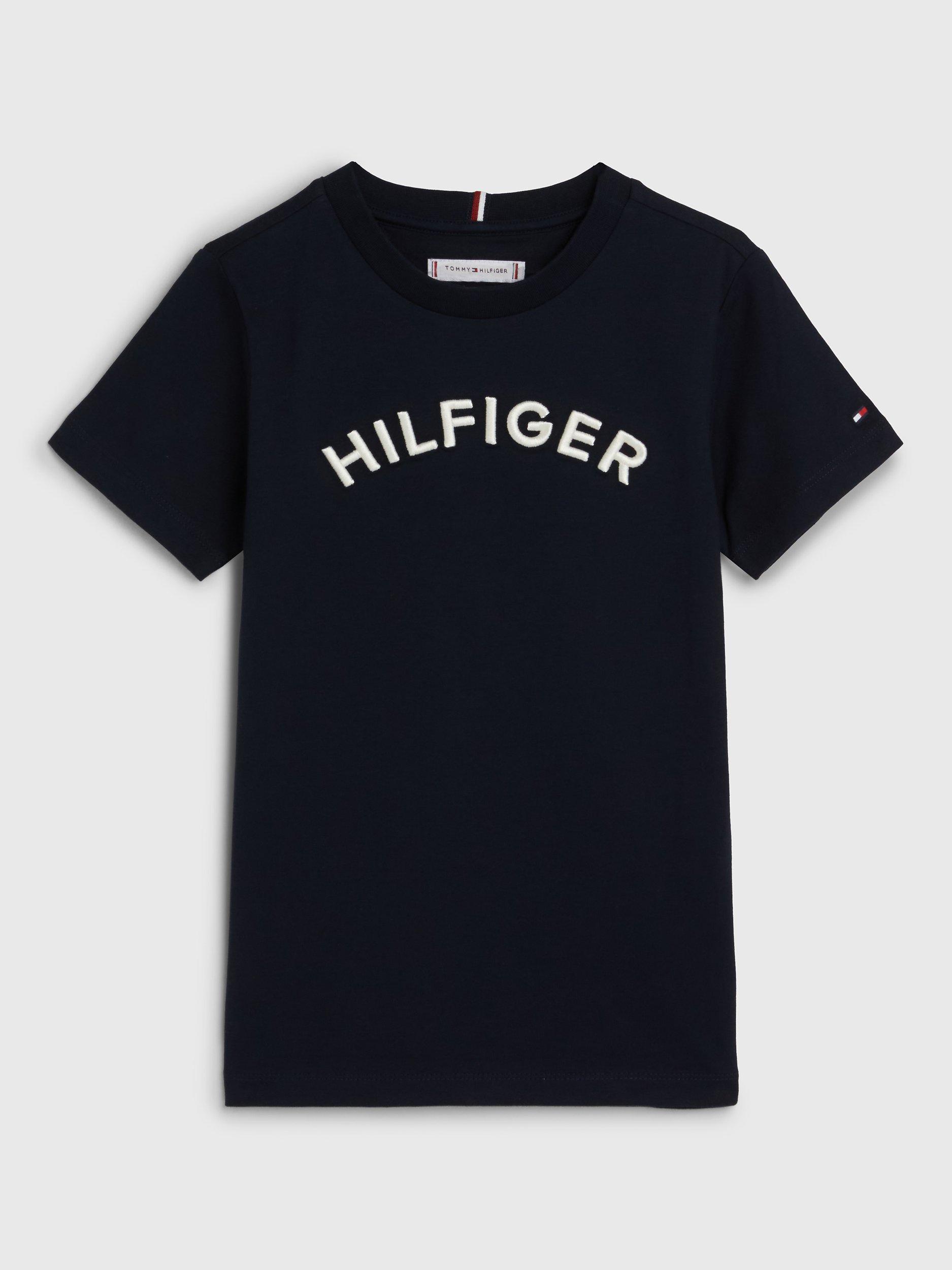 Tommy Hilfiger Kids' Arched Organic Cotton Logo Tee, Desert Sky