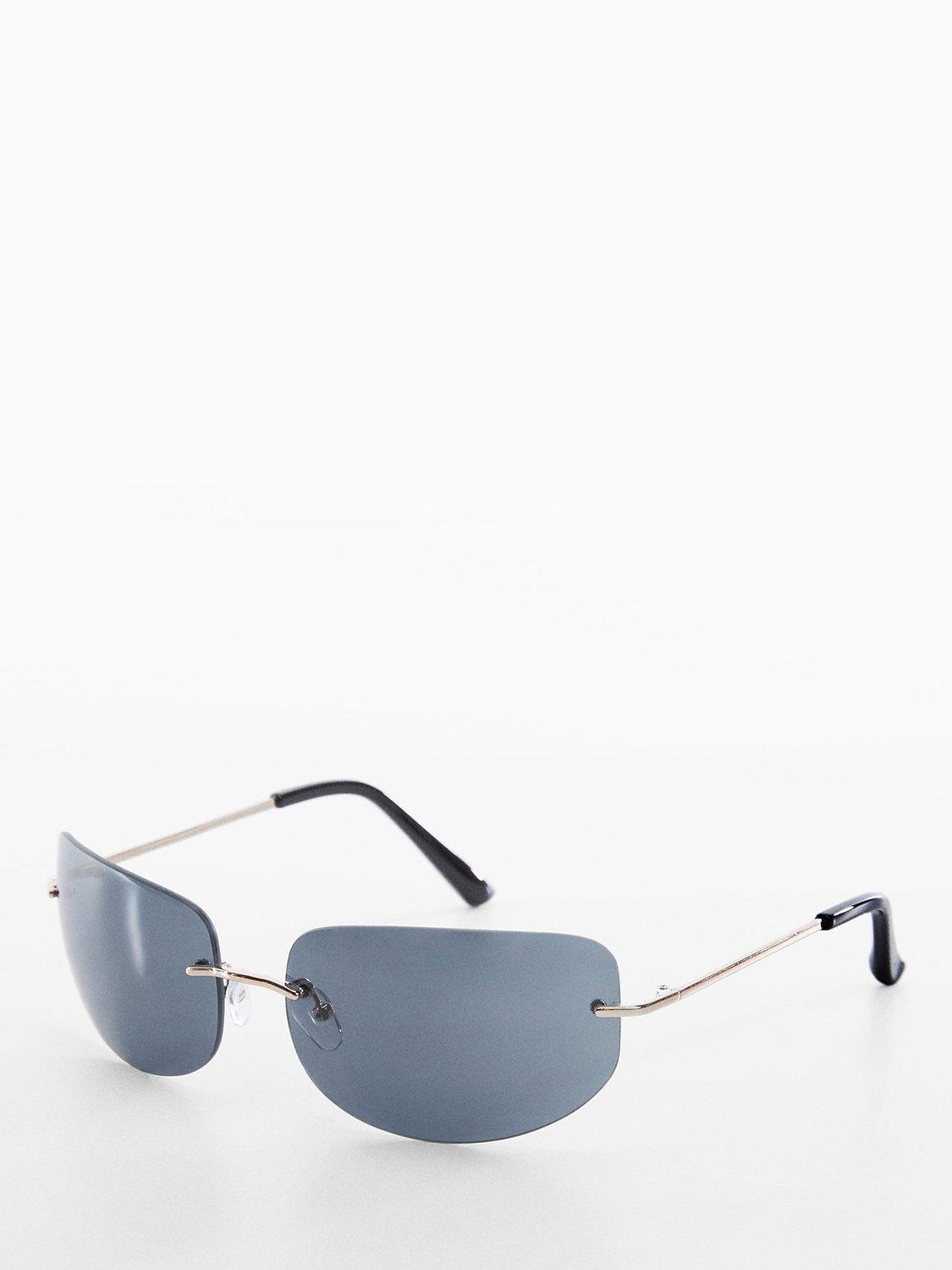 Mango Anastasi Rectangular Sunglasses, Black, One Size