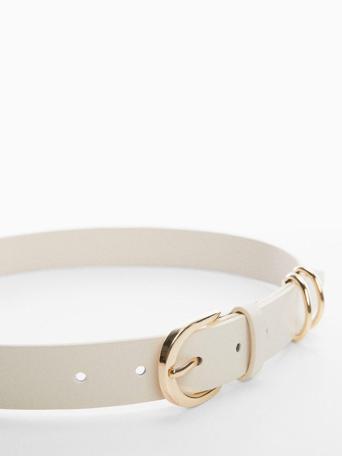 Mango Jana Faux Leather Belt, Light Beige