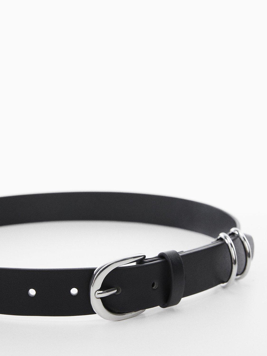 Mango Jana Faux Leather Belt, Black