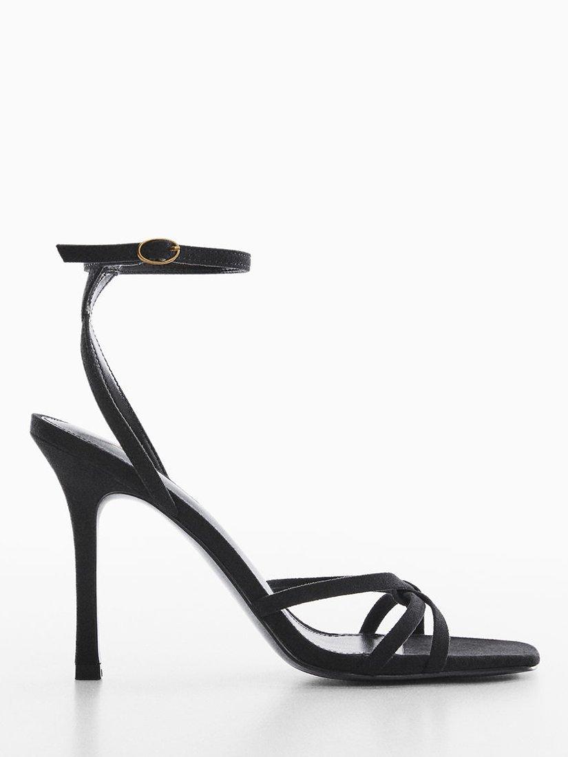 Mango Strappy Stiletto Heel Sandals, Black